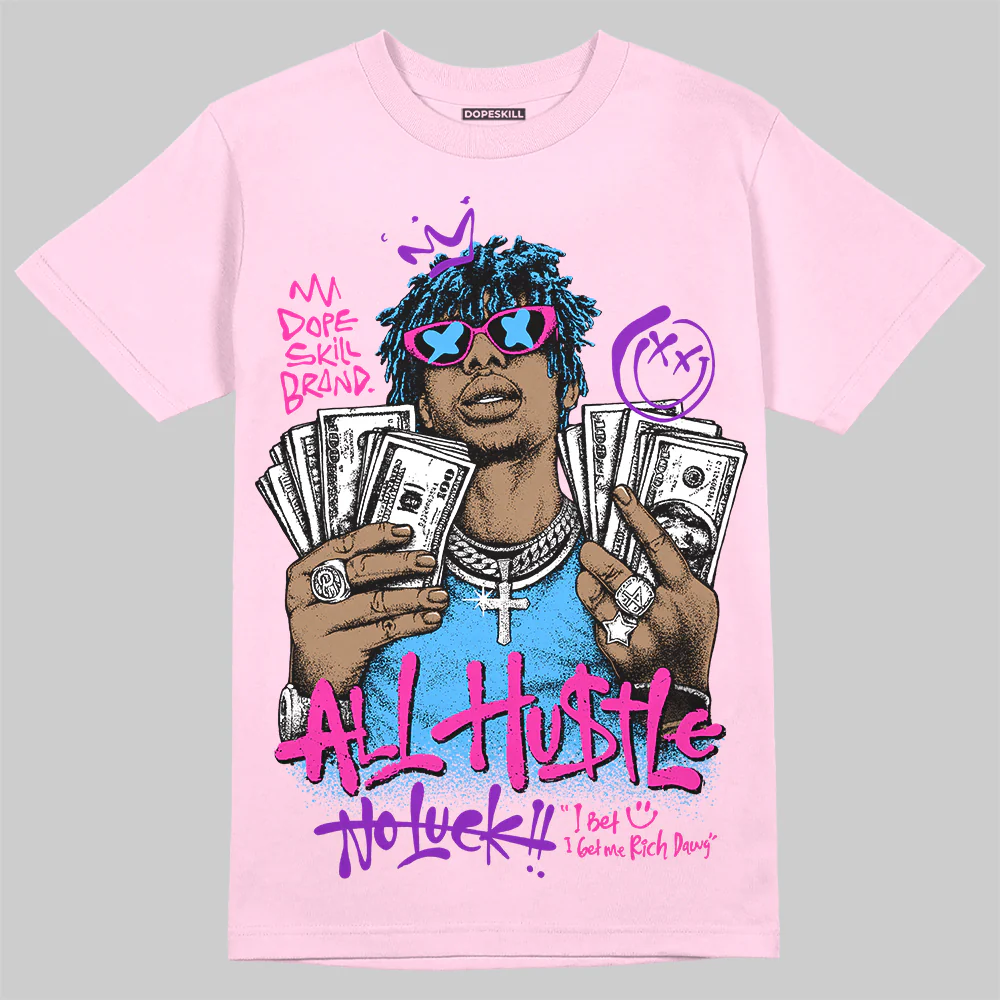 Pink 'All Hustle No Luck' DopeSkill Graphic T-Shirt - Image 3