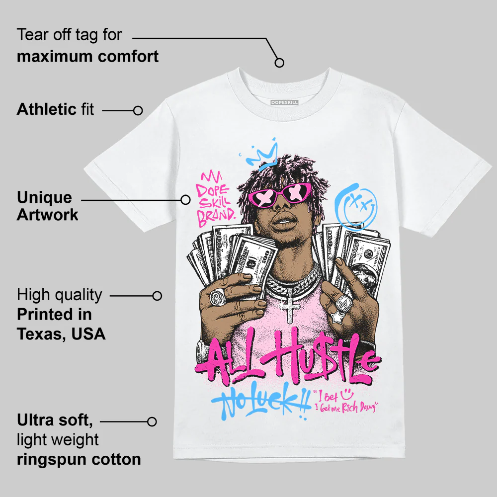 Pink 'All Hustle No Luck' DopeSkill Graphic T-Shirt - Image 4