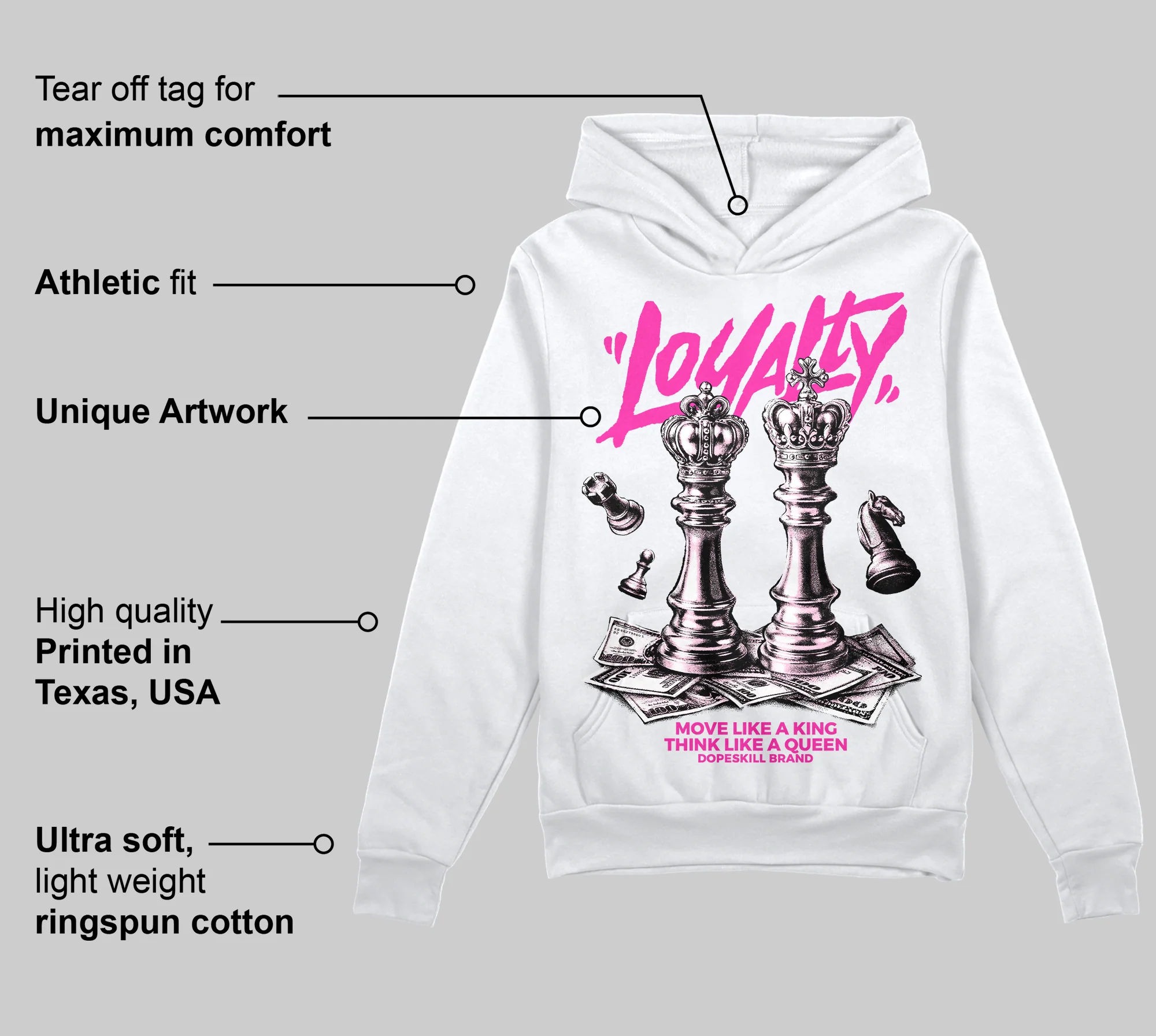 Pink 'Loyalty' DopeSkill Graphic Hoodie - Image 3