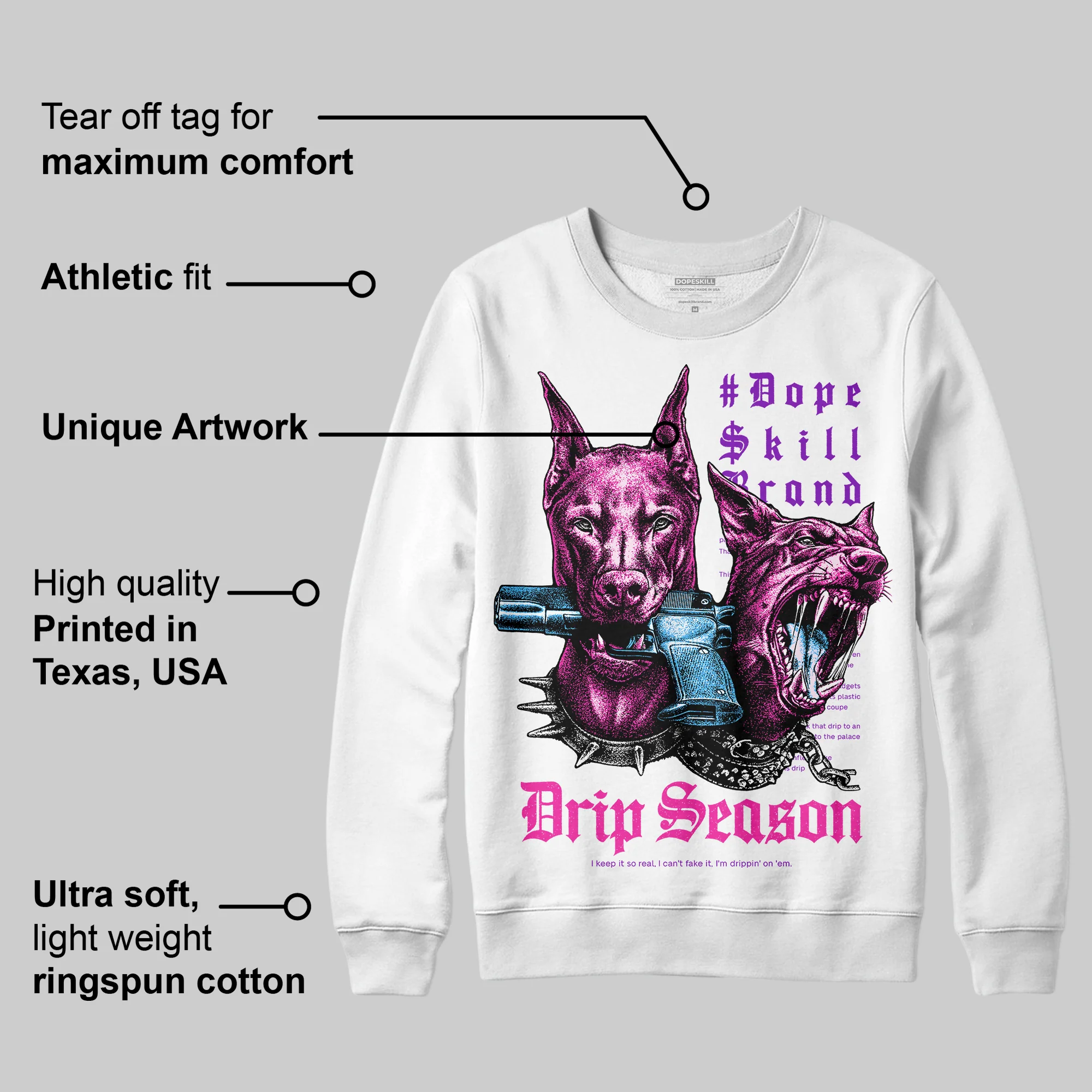 Pink 'New Drip Season' DopeSkill Graphic Sweatshirt - Image 3