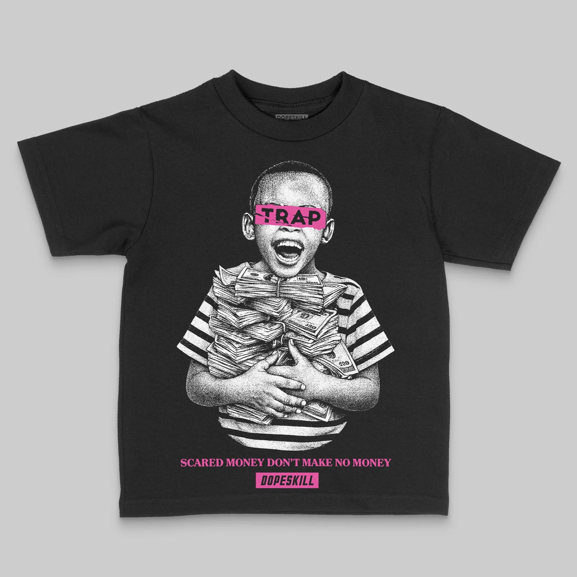 Pink 'Scared Money Don't Make No Money' DopeSkill Graphic Toddler Kids T-shirt - Image 2