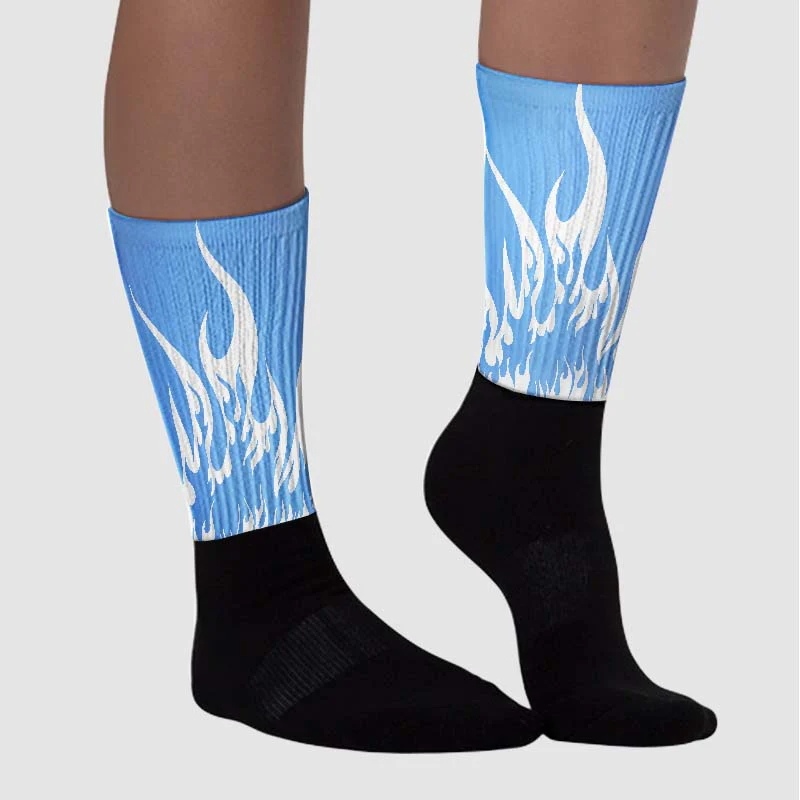 Powder Blue 9s DopeSkill Sublimated Socks FIRE Graphic - Image 3