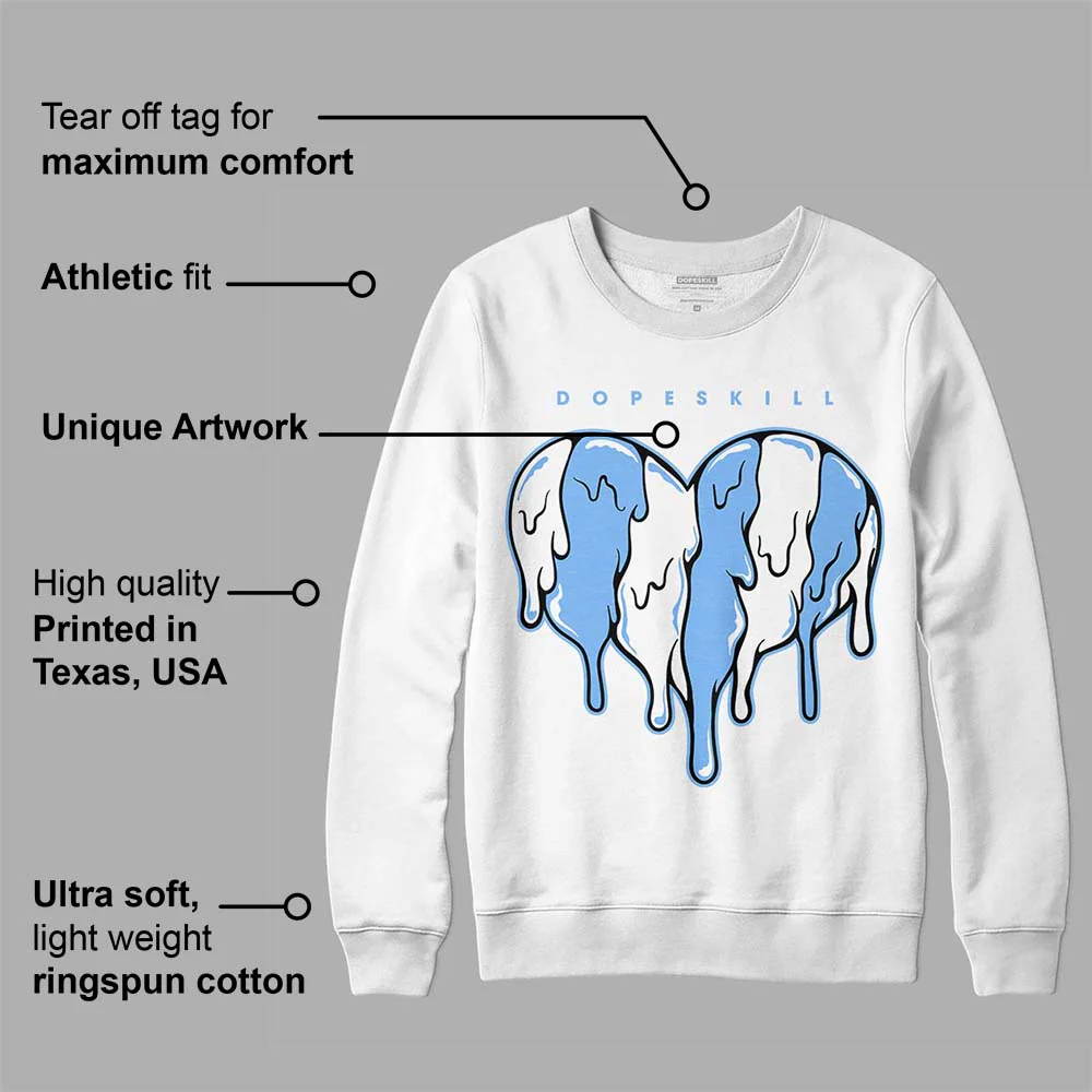 Powder Blue 9s DopeSkill Sweatshirt Slime Drip Heart Graphic - Image 3