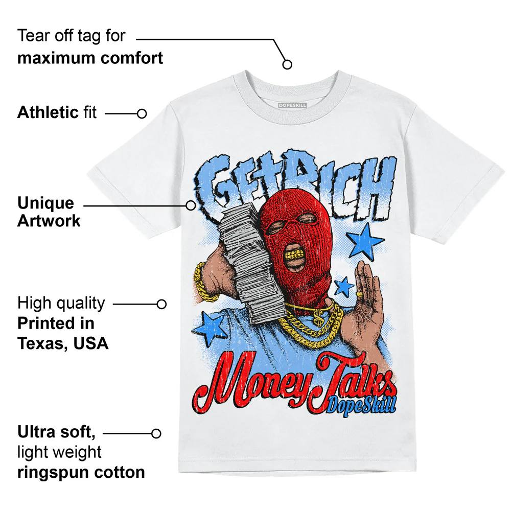 Powder Blue 9s DopeSkill T-Shirt Get Rich Graphic - Image 3