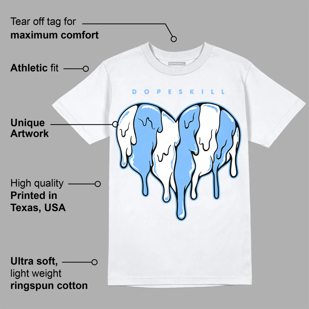 Powder Blue 9s DopeSkill T-Shirt Slime Drip Heart Graphic - Image 3
