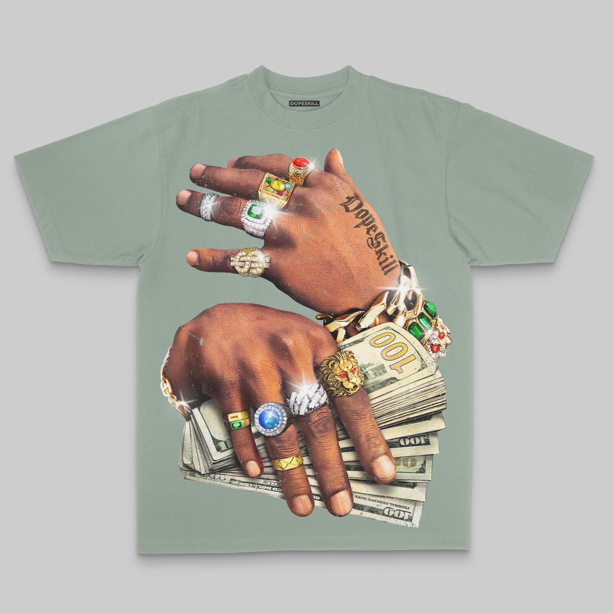 'Prosperous Hands' Oversize Print DopeSkill T-shirt - Image 7
