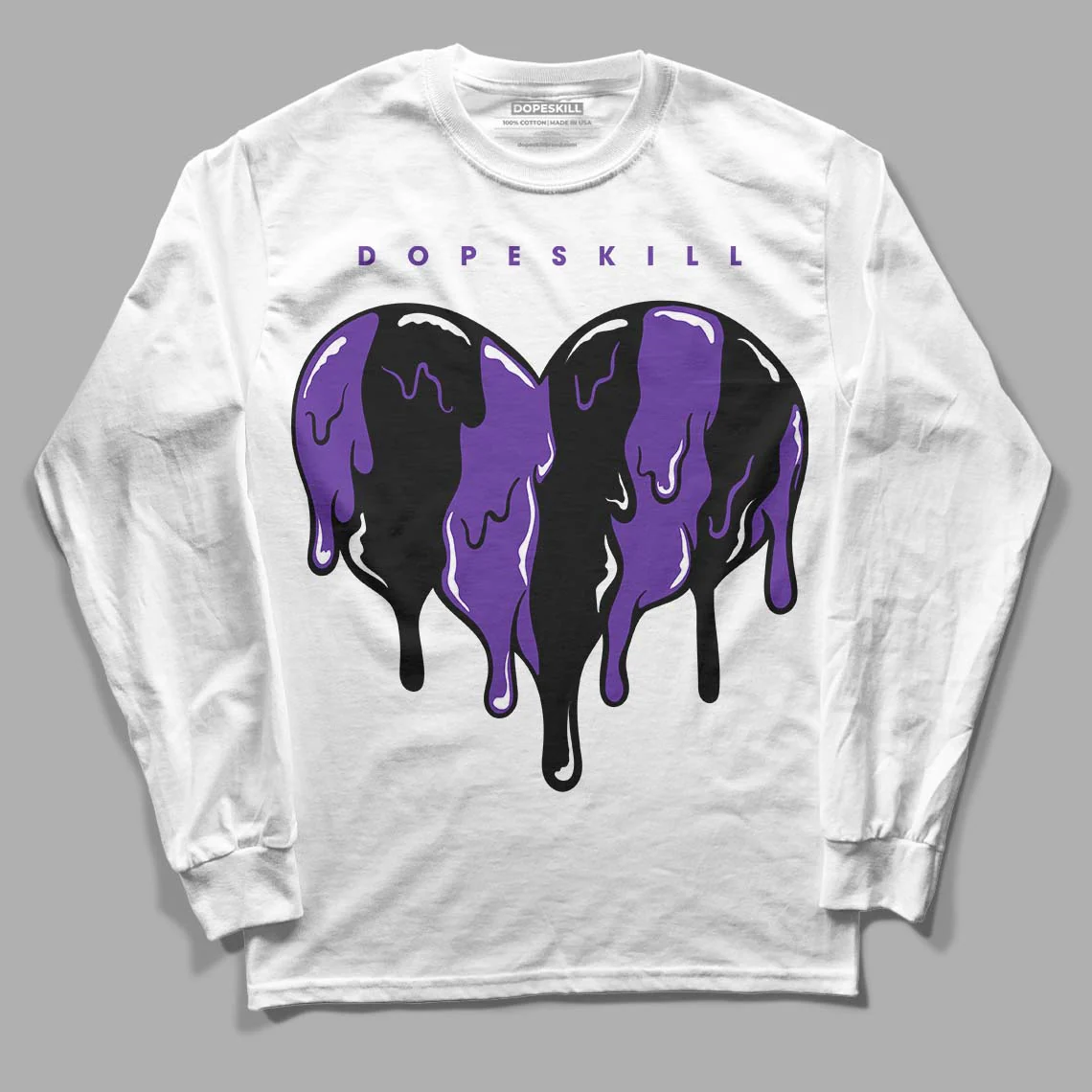 PURPLE Collection DopeSkill Long Sleeve T-Shirt Slime Drip Heart Graphic - Image 2