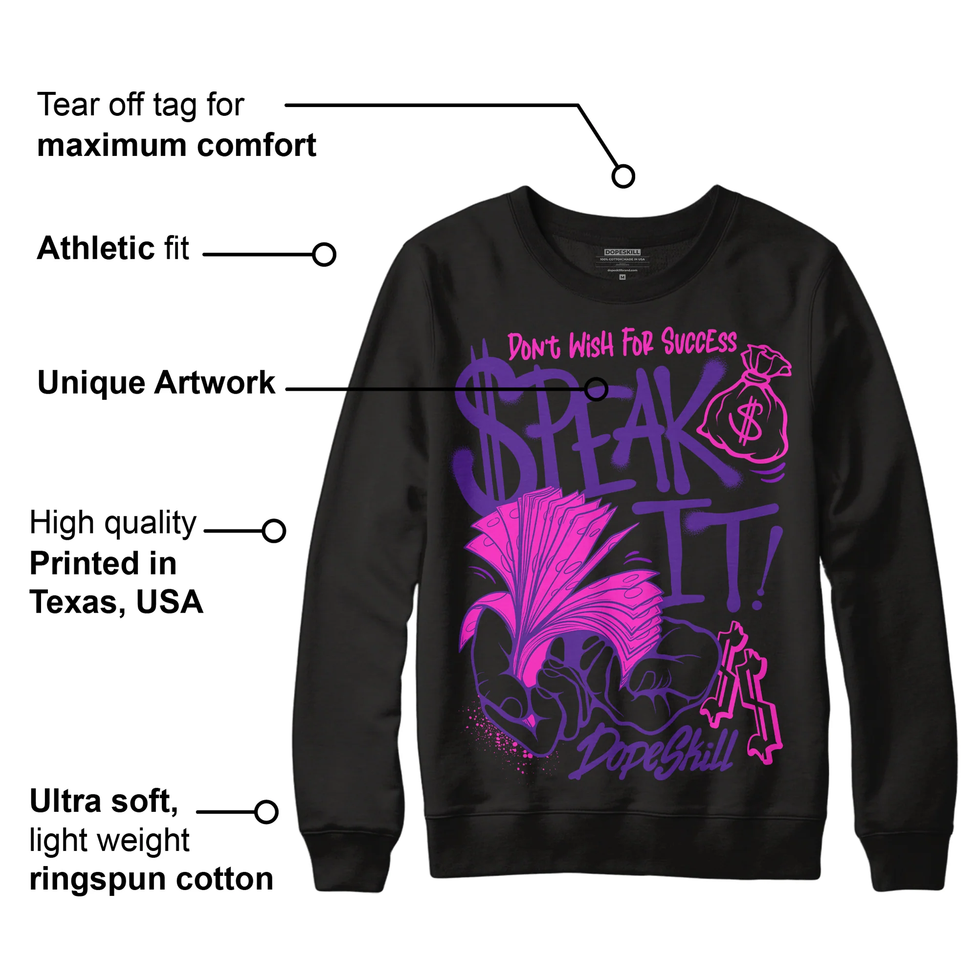 PURPLE Collection DopeSkill Sweatshirt Speak It Graphic - Image 3