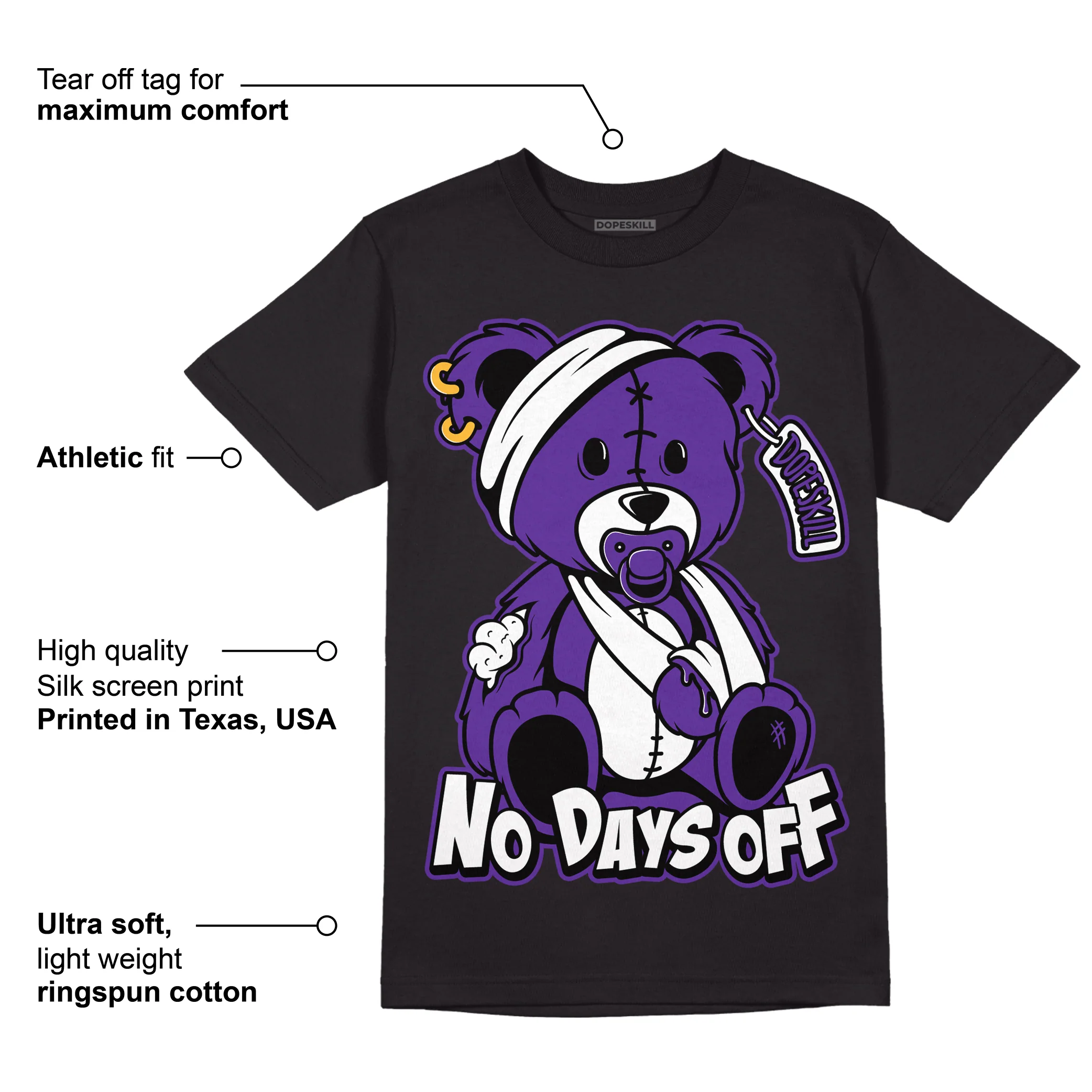 PURPLE Collection DopeSkill T-Shirt Hurt Bear Graphic - Image 3