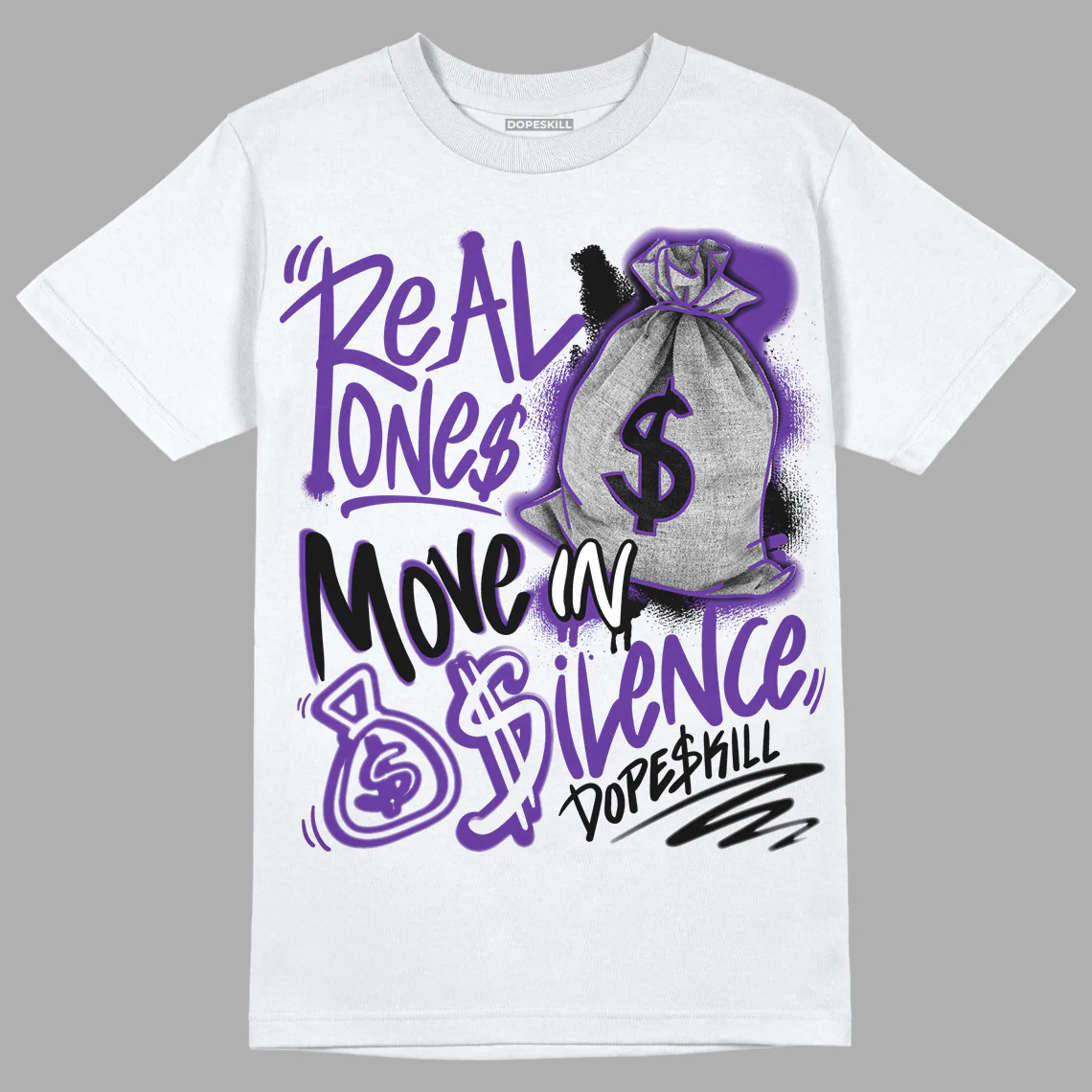 PURPLE Collection DopeSkill T-Shirt Real Ones Move In Silence Graphic - Image 2