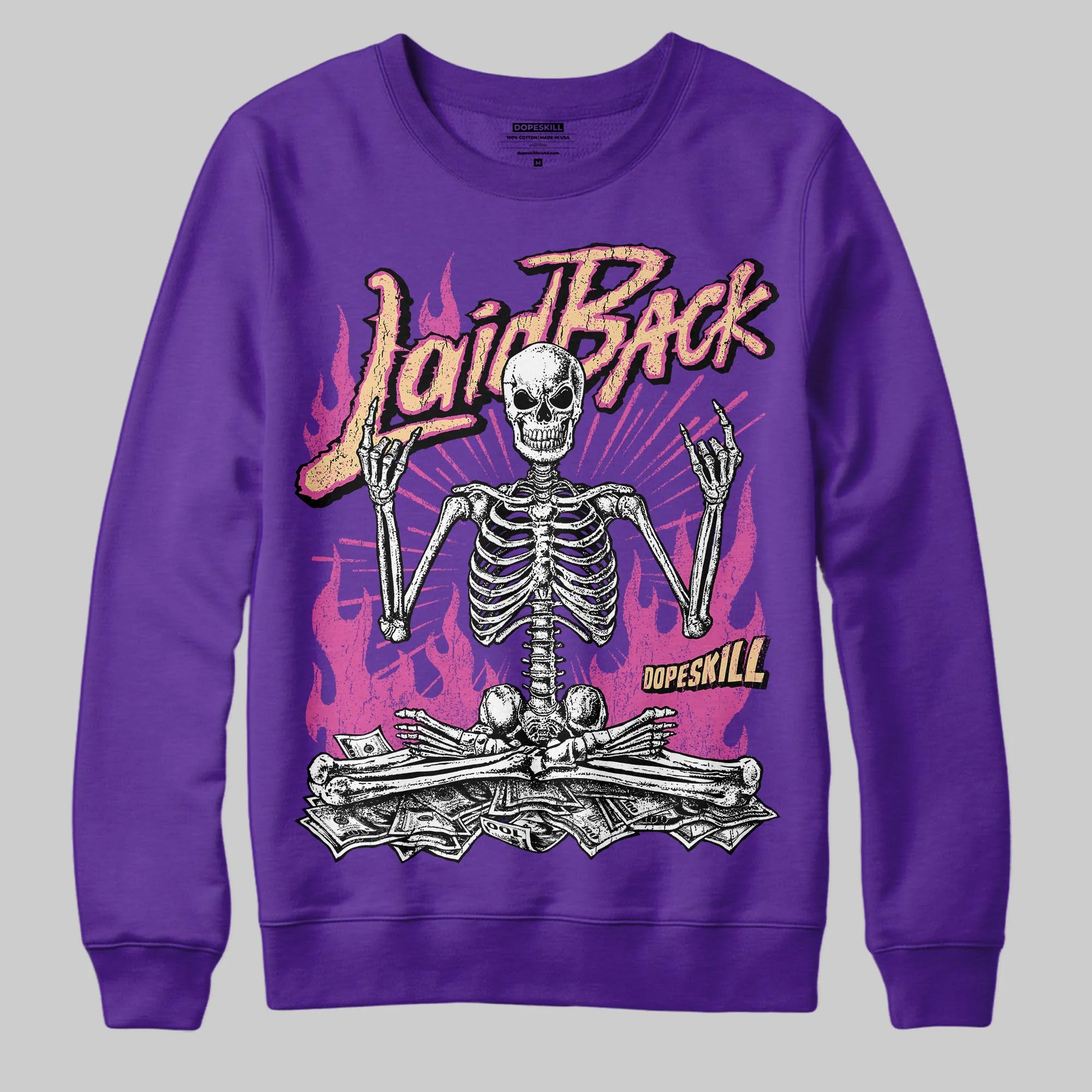 PURPLE 'Laid Back' DopeSkill Graphic Sweatshirt - Image 3
