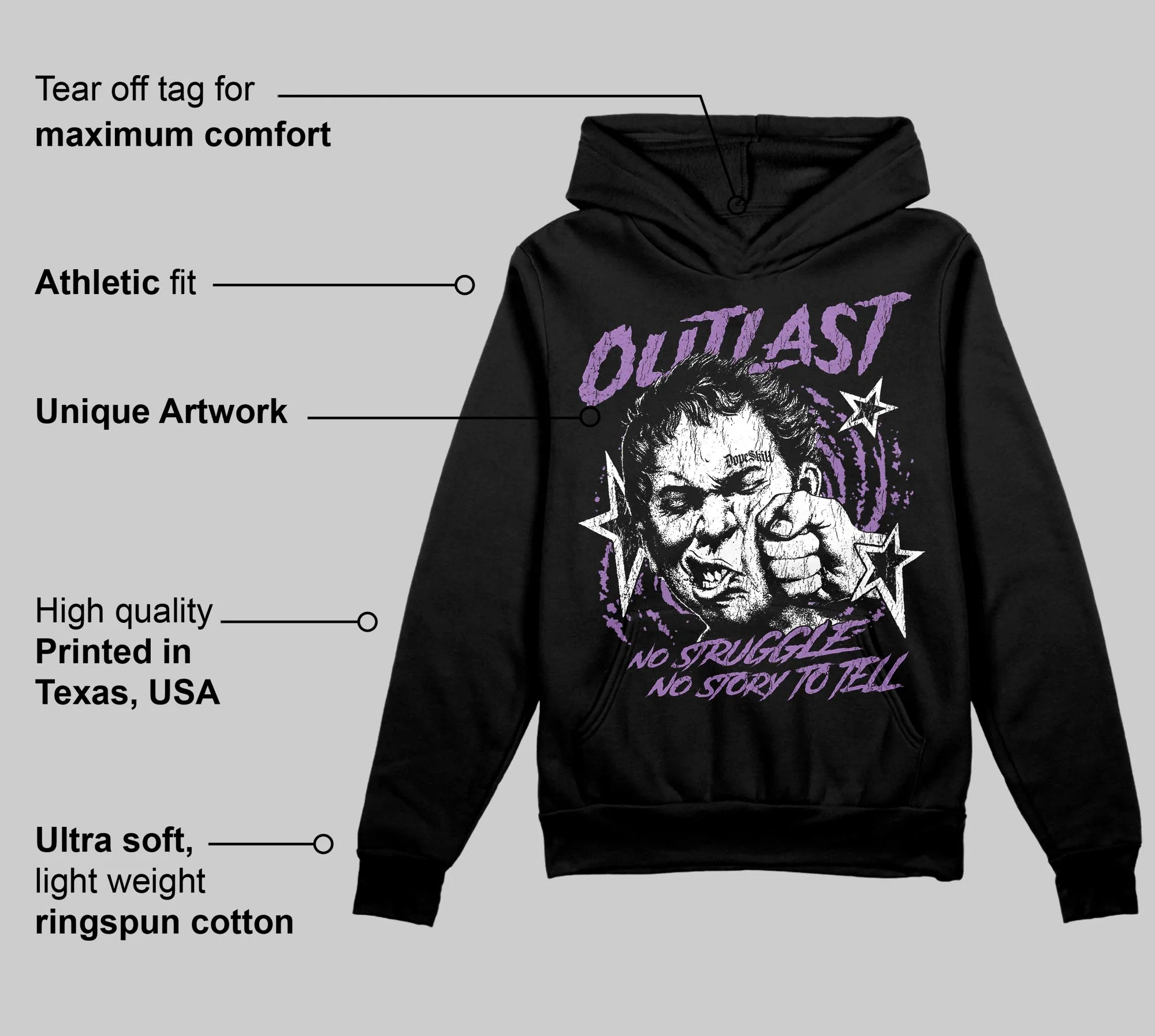 PURPLE 'Outlast' DopeSkill Graphic Hoodie - Image 3