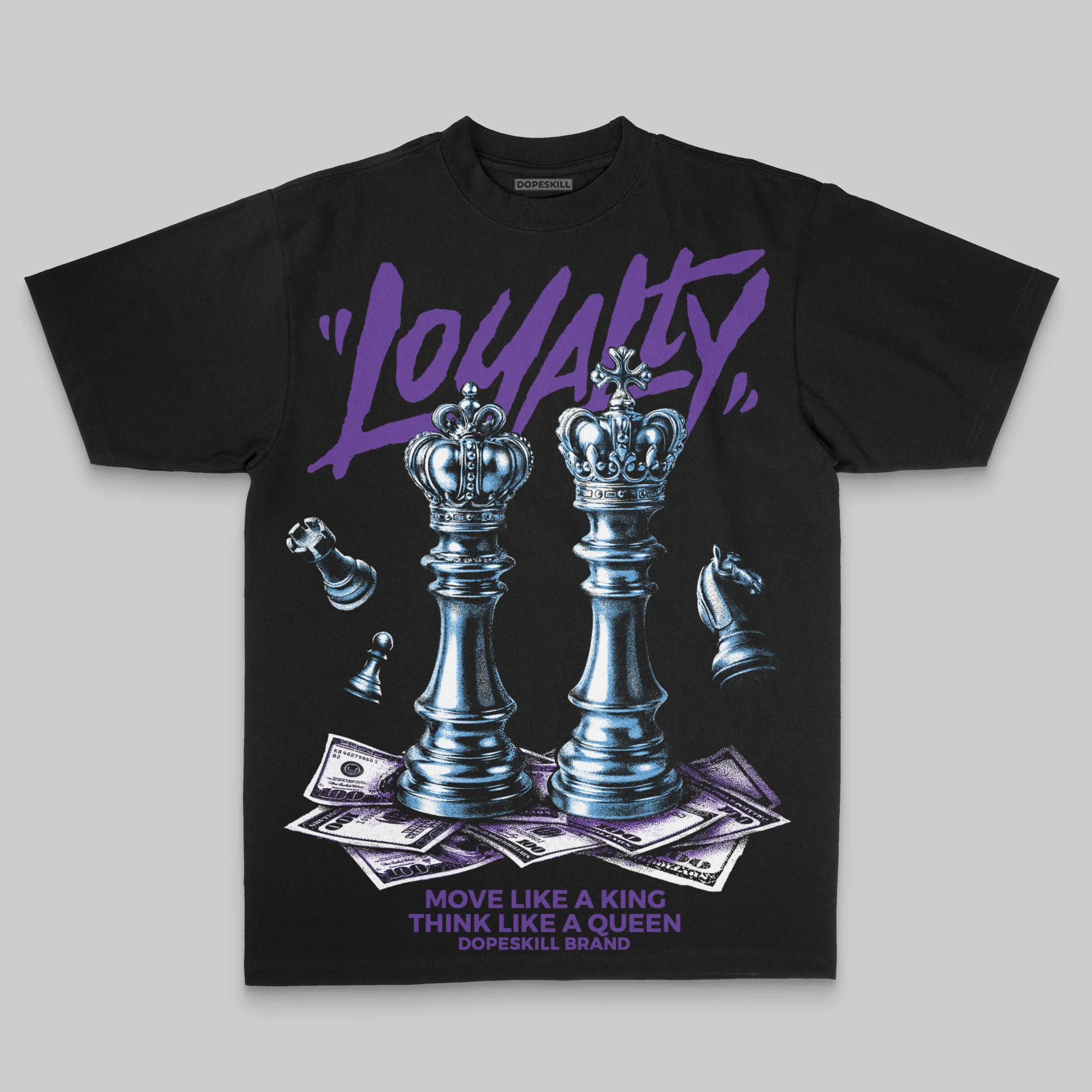 Purple Oversize Print 'Loyalty' DopeSkill Graphic T-shirt