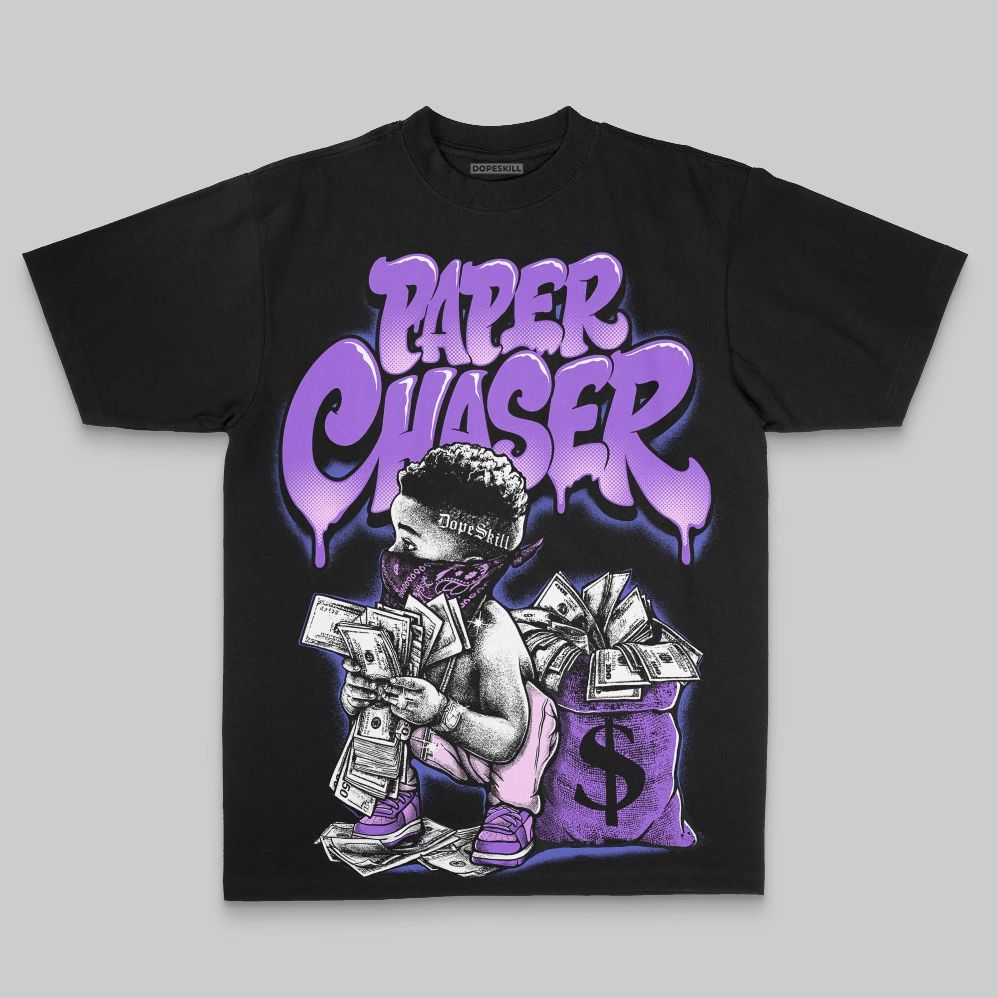 Purple Oversize Print Paper Chaser Boy DopeSkill Graphic T-shirt
