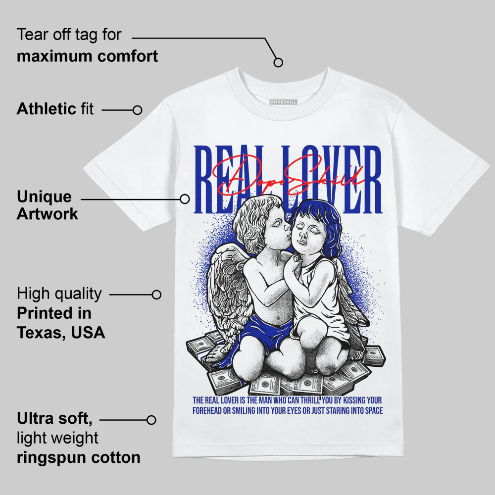 Racer Blue White Dunk Low DopeSkill T-Shirt Real Lover Graphic - Image 3