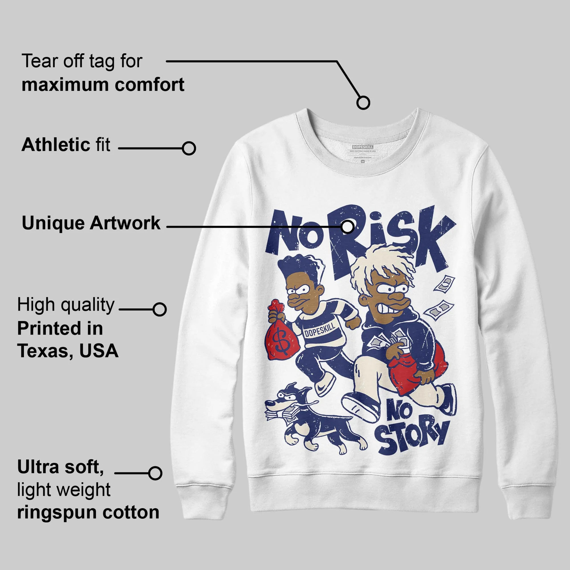 Rare Air 11s DopeSkill Sweatshirt No Risk No Story Graphic - Image 2