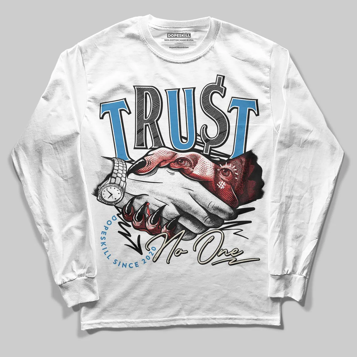 Rare Air 3s DopeSkill Long Sleeve T-Shirt Trust No One Graphic - Image 2