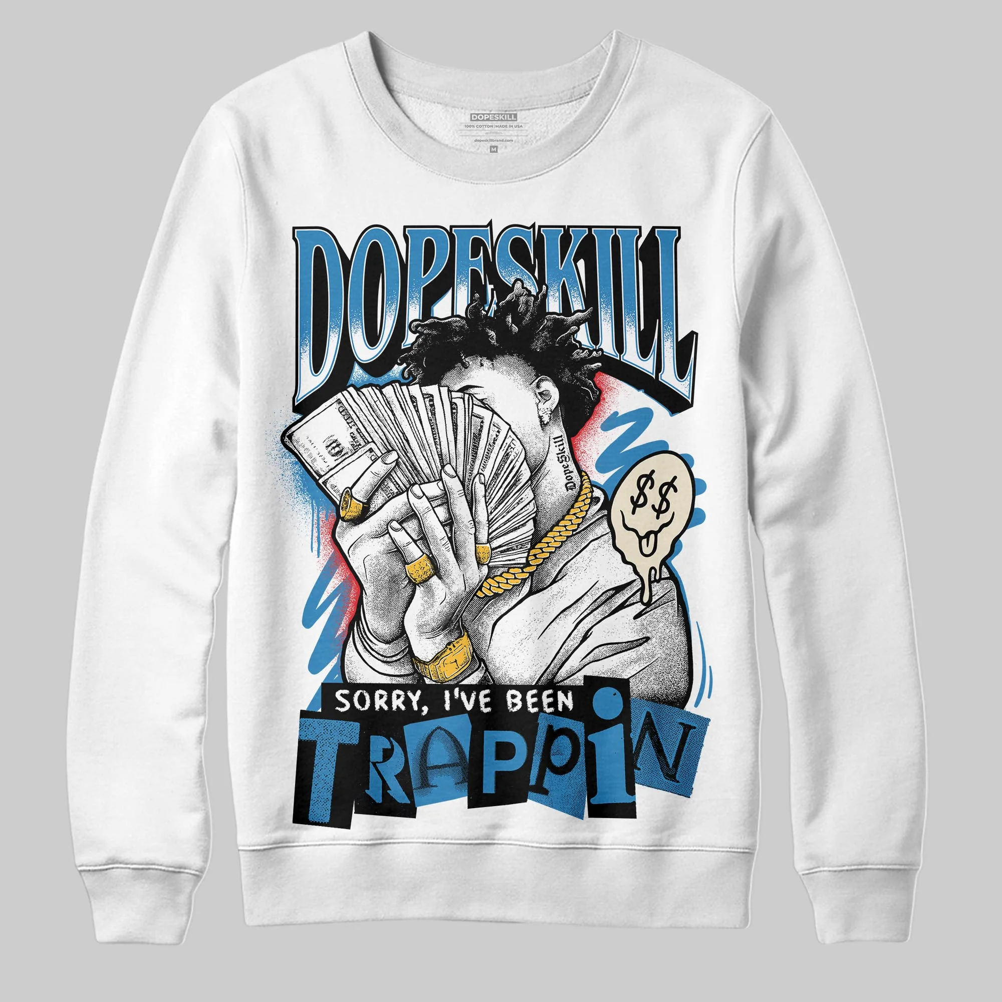 Rare Air 3s DopeSkill Sweatshirt Sorry I've Been Trappin Graphic - Image 2