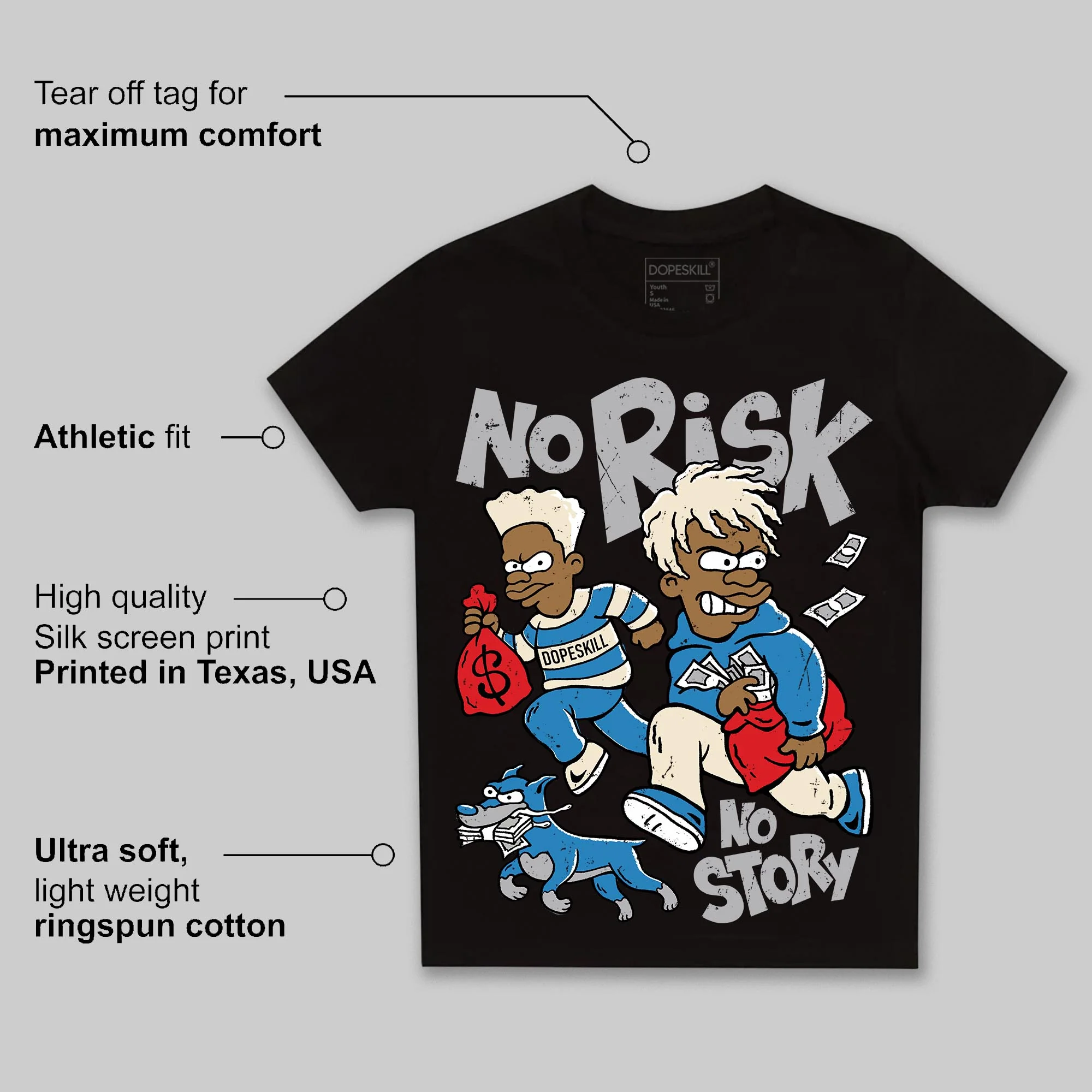 Rare Air 3s DopeSkill Toddler Kids T-shirt No Risk No Story Graphic - Image 3