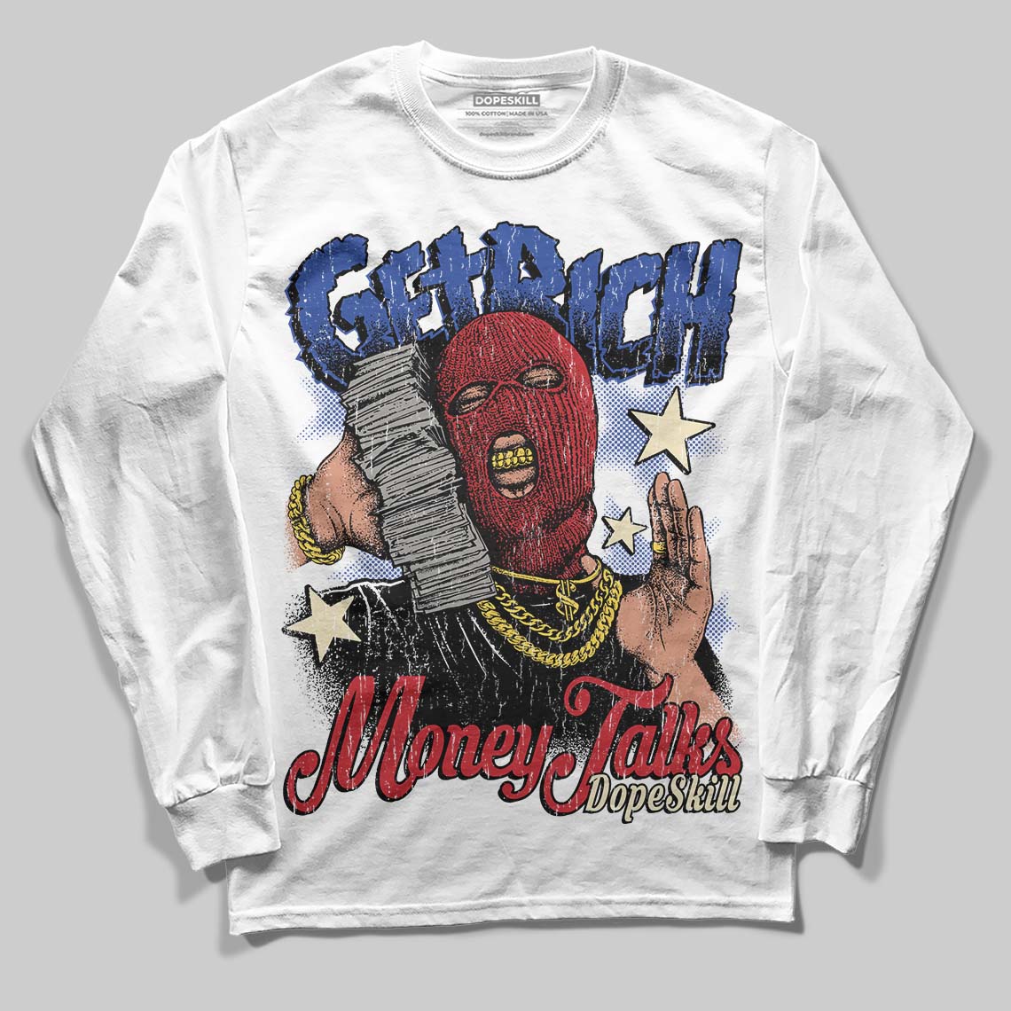 Rare Air 4s DopeSkill Long Sleeve T-Shirt Get Rich Graphic