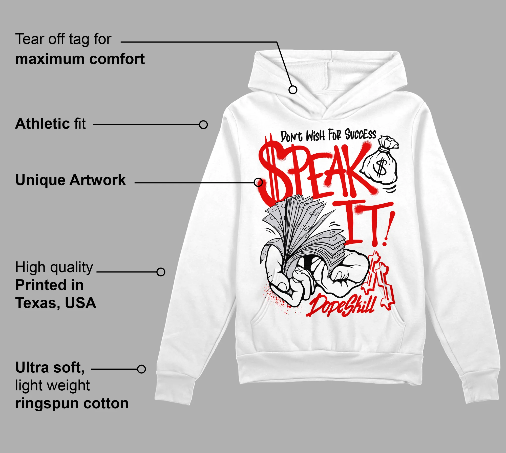 Red Cement 4S DopeSkill Hoodie Sweatshirt Speak It Graphic - Image 3