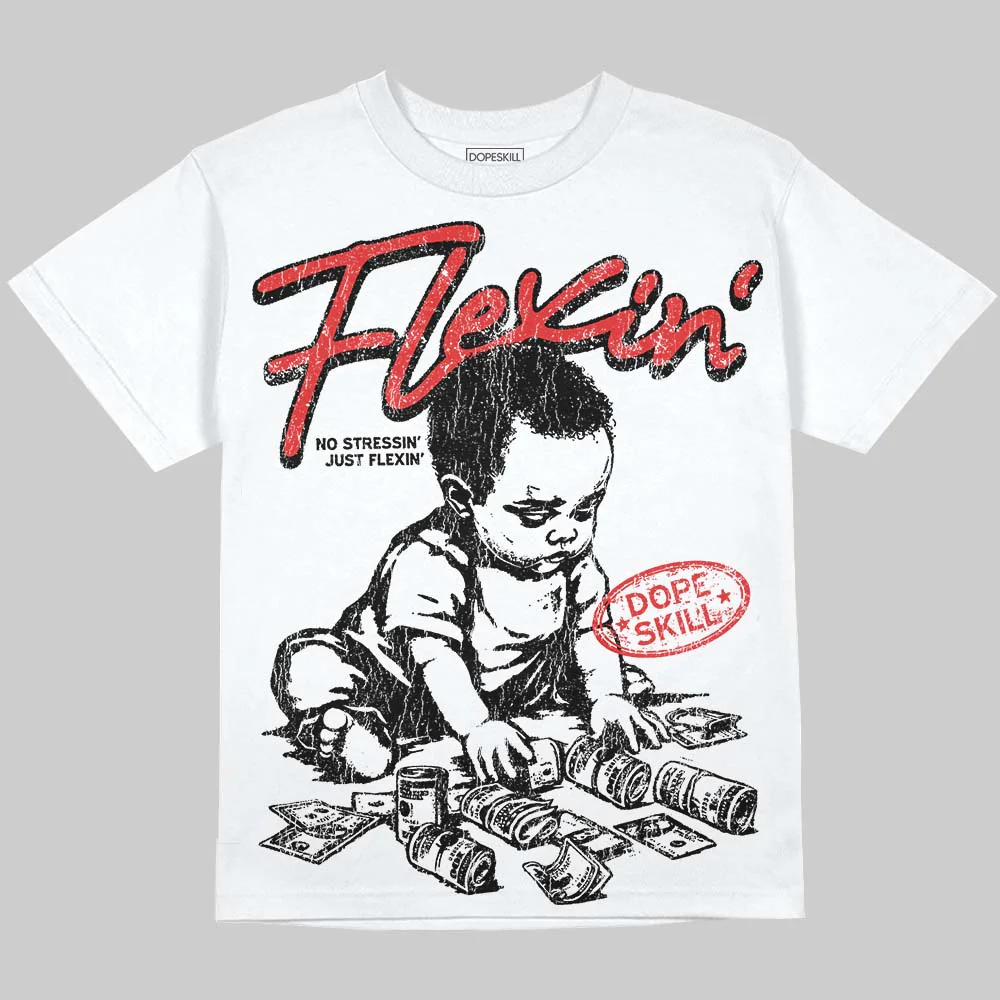 Red Cement 4s DopeSkill Oversize Print T-Shirt Flexin' Graphic