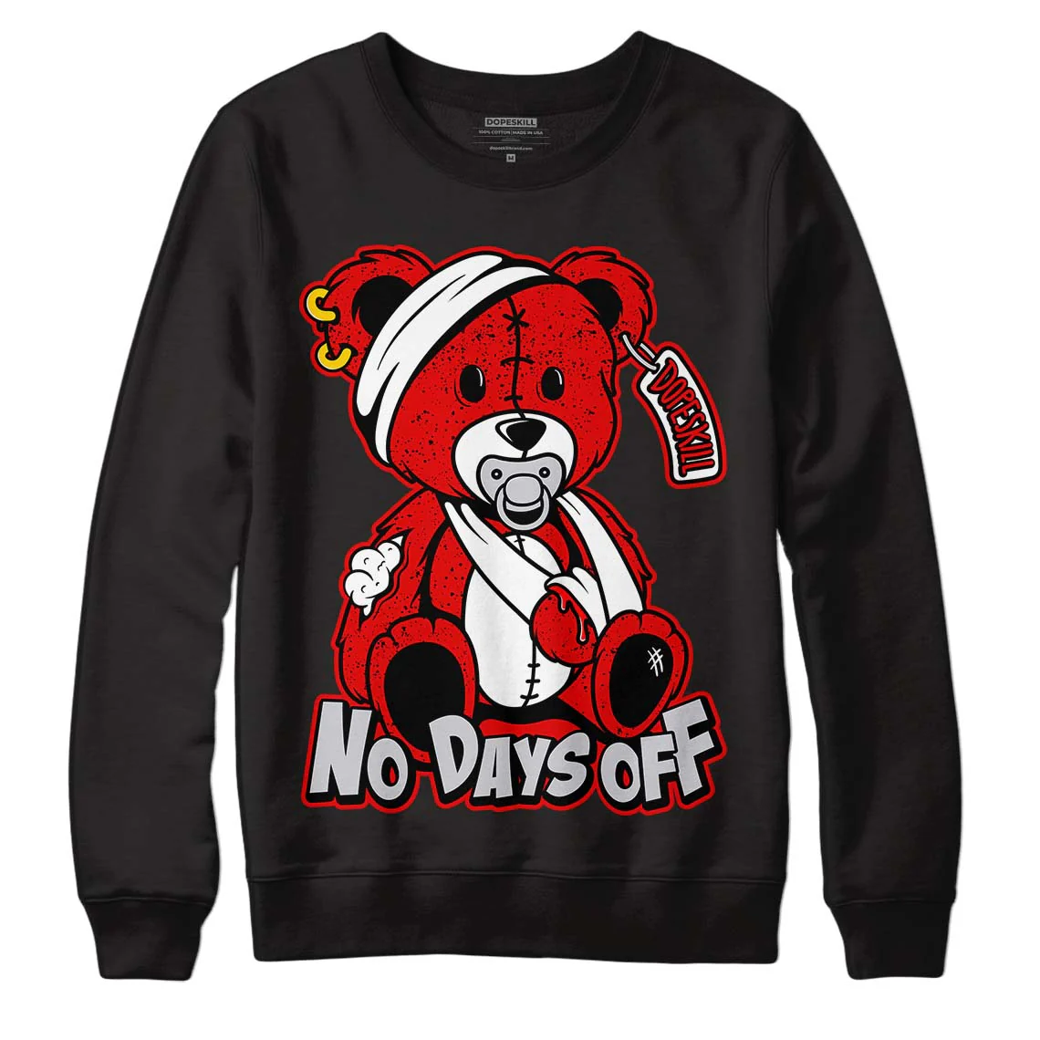 Red Cement 4S DopeSkill Sweatshirt Hurt Bear Graphic - Image 2