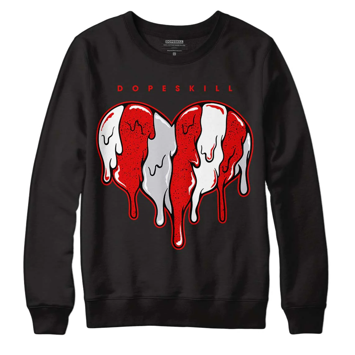 Red Cement 4S DopeSkill Sweatshirt Slime Drip Heart Graphic - Image 2