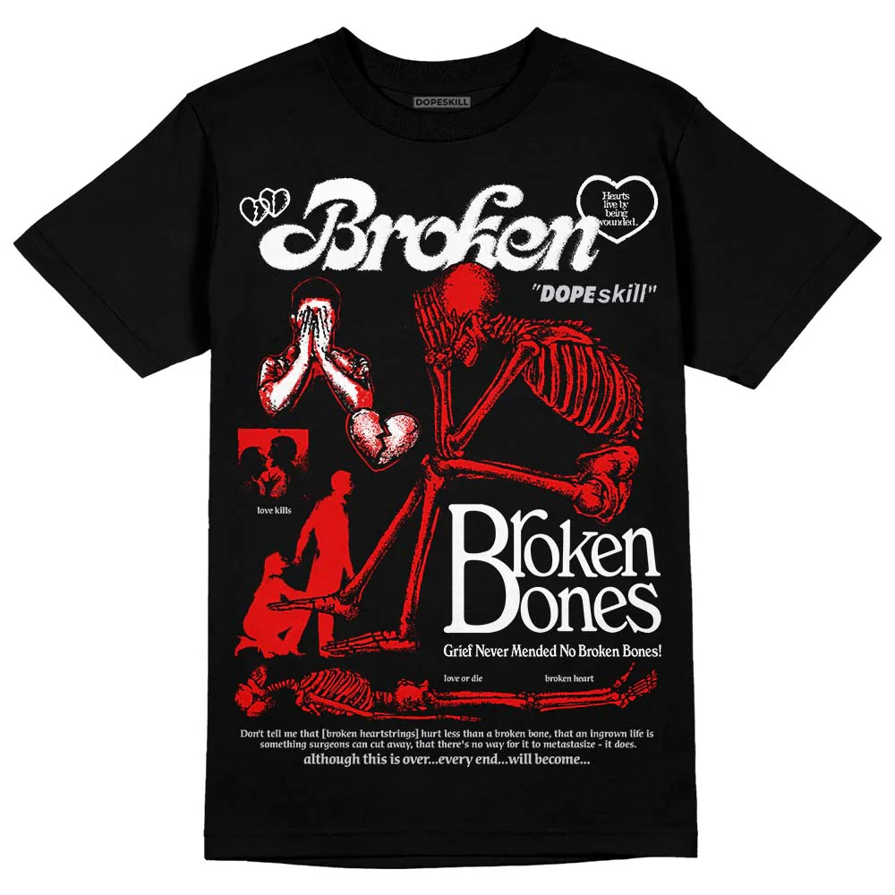 Red Cement 4S DopeSkill T-Shirt Broken Bones Graphic - Image 2