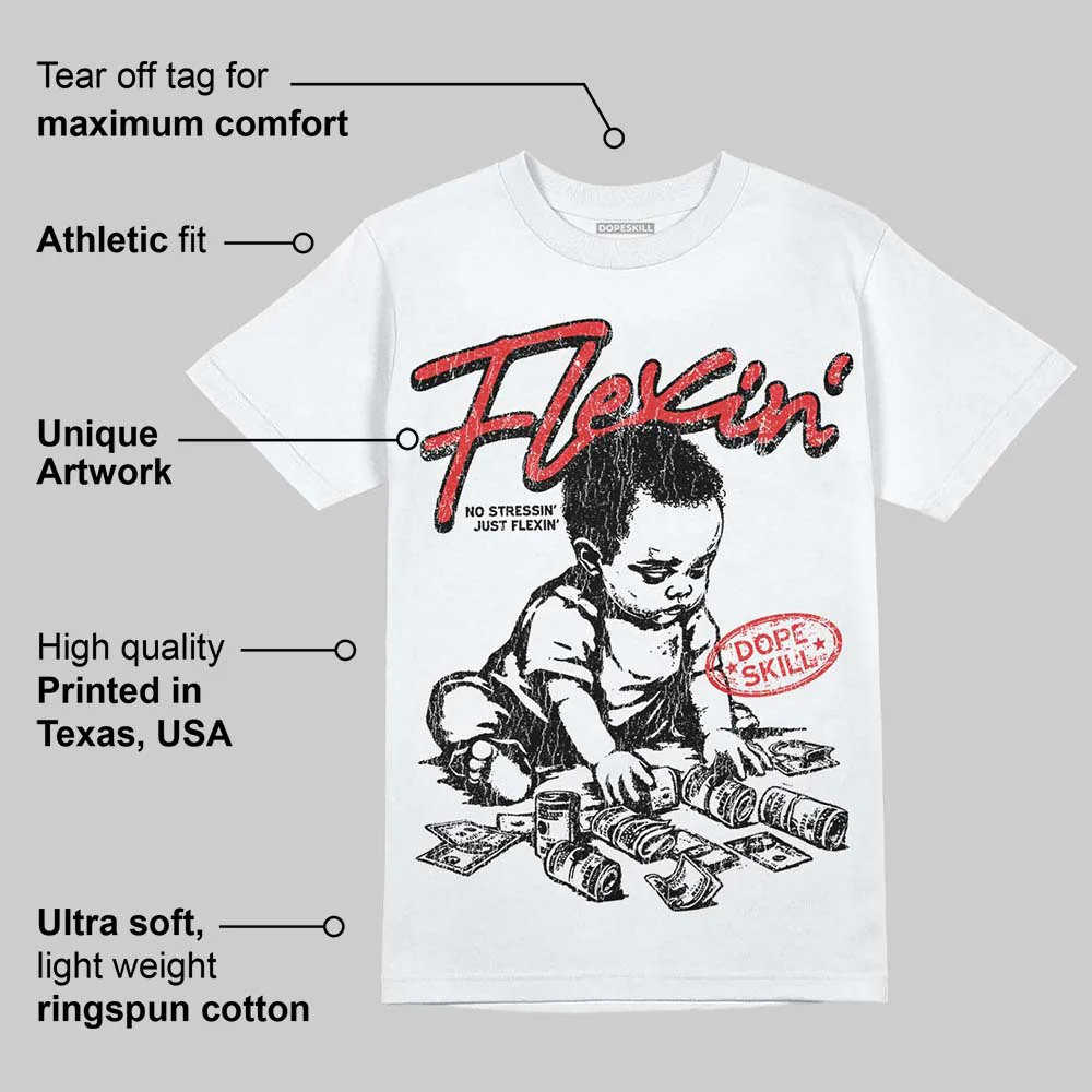 Red Cement 4S DopeSkill T-Shirt Flexin' Graphic - Image 3