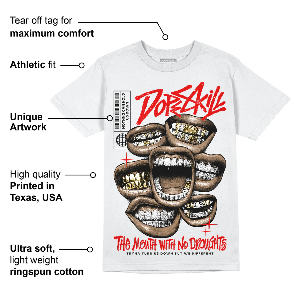 Red Cement 4S DopeSkill T-Shirt The Mouth With No Droughts Graphic - Image 3
