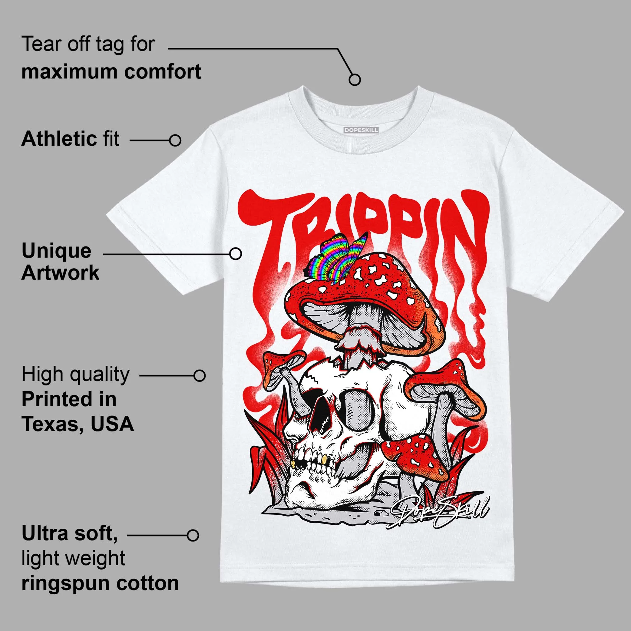 Red Cement 4S DopeSkill T-Shirt Trippin Graphic - Image 3