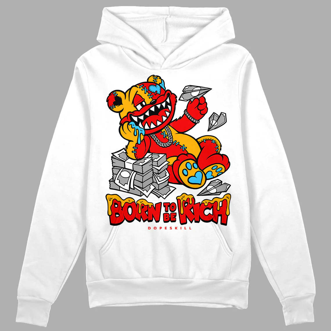 Red Collection DopeSkill Hoodie Sweatshirt Born To Be Rich Graphic - Image 2