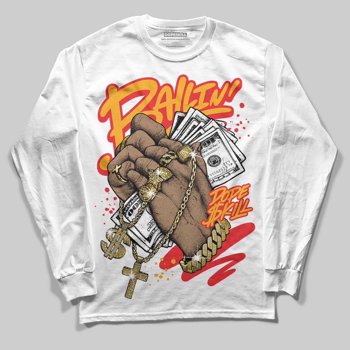 Red Collection DopeSkill Long Sleeve T-Shirt Always Ballin' Graphic - Image 2