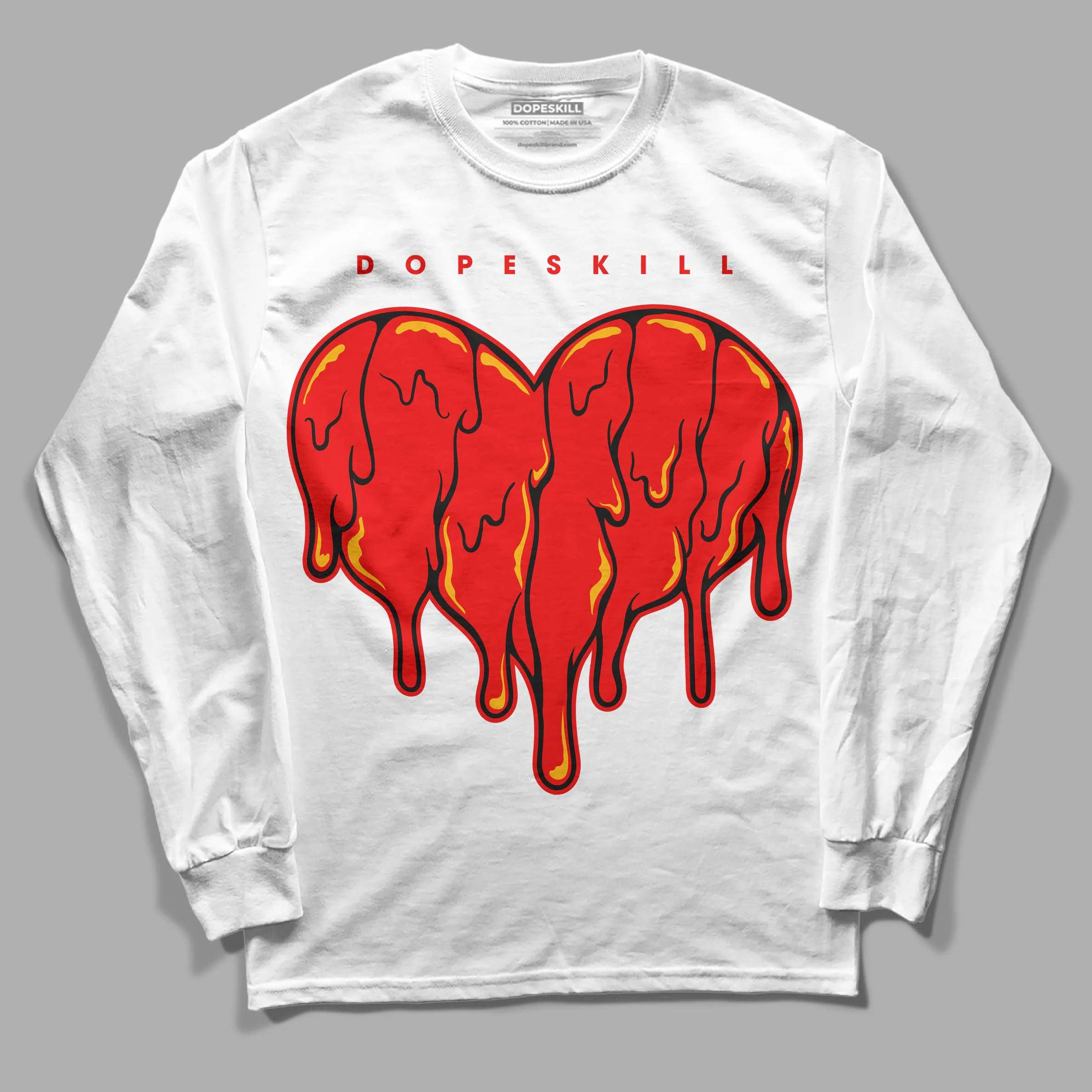 Red Collection DopeSkill Long Sleeve T-Shirt Slime Drip Heart Graphic - Image 2