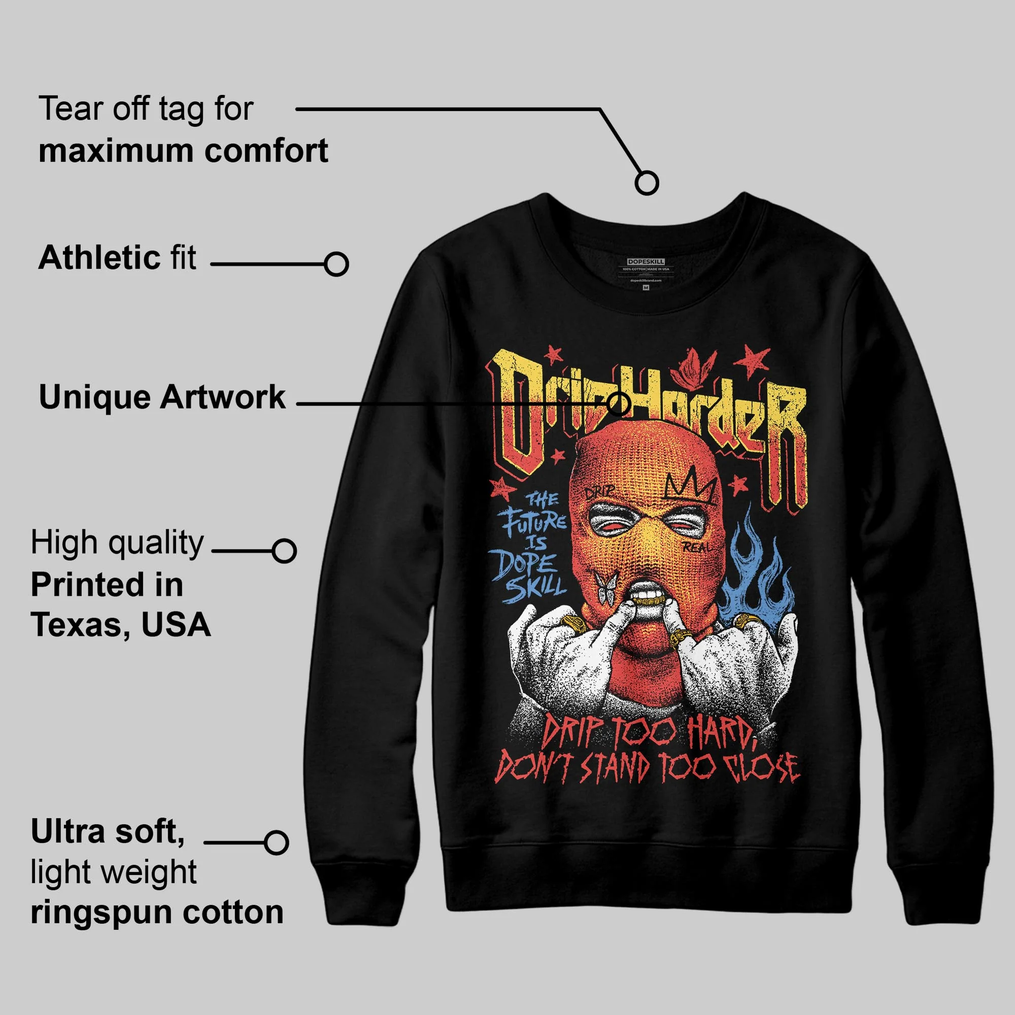 Red Collection DopeSkill Sweatshirt Drip Harder Graphic - Image 4