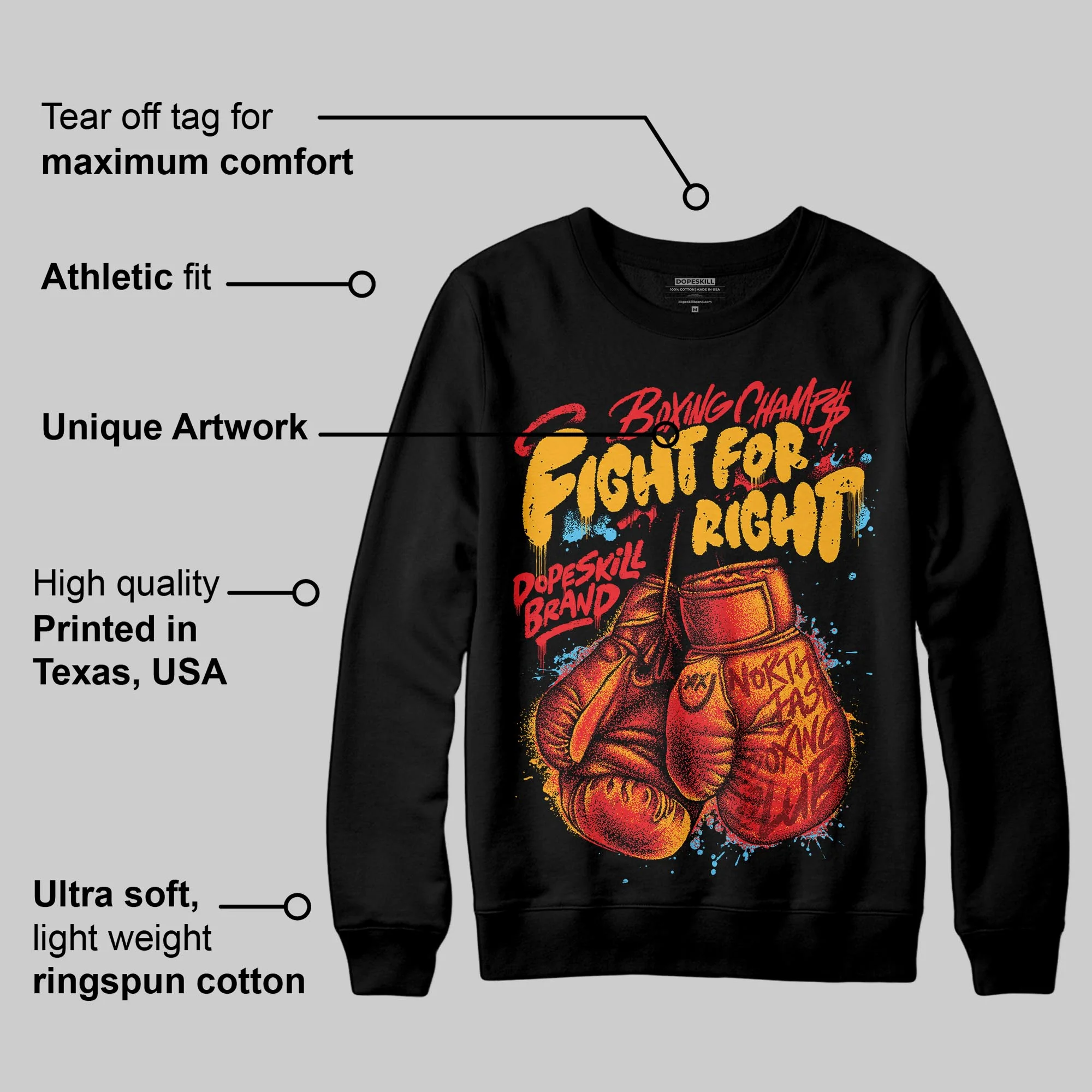 Red Collection DopeSkill Sweatshirt Fight For Right Graphic - Image 4