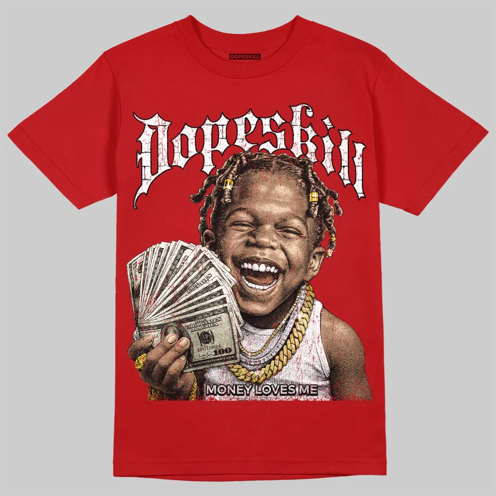Red 'Money Loves Me' DopeSkill Graphic T-Shirt - Image 3