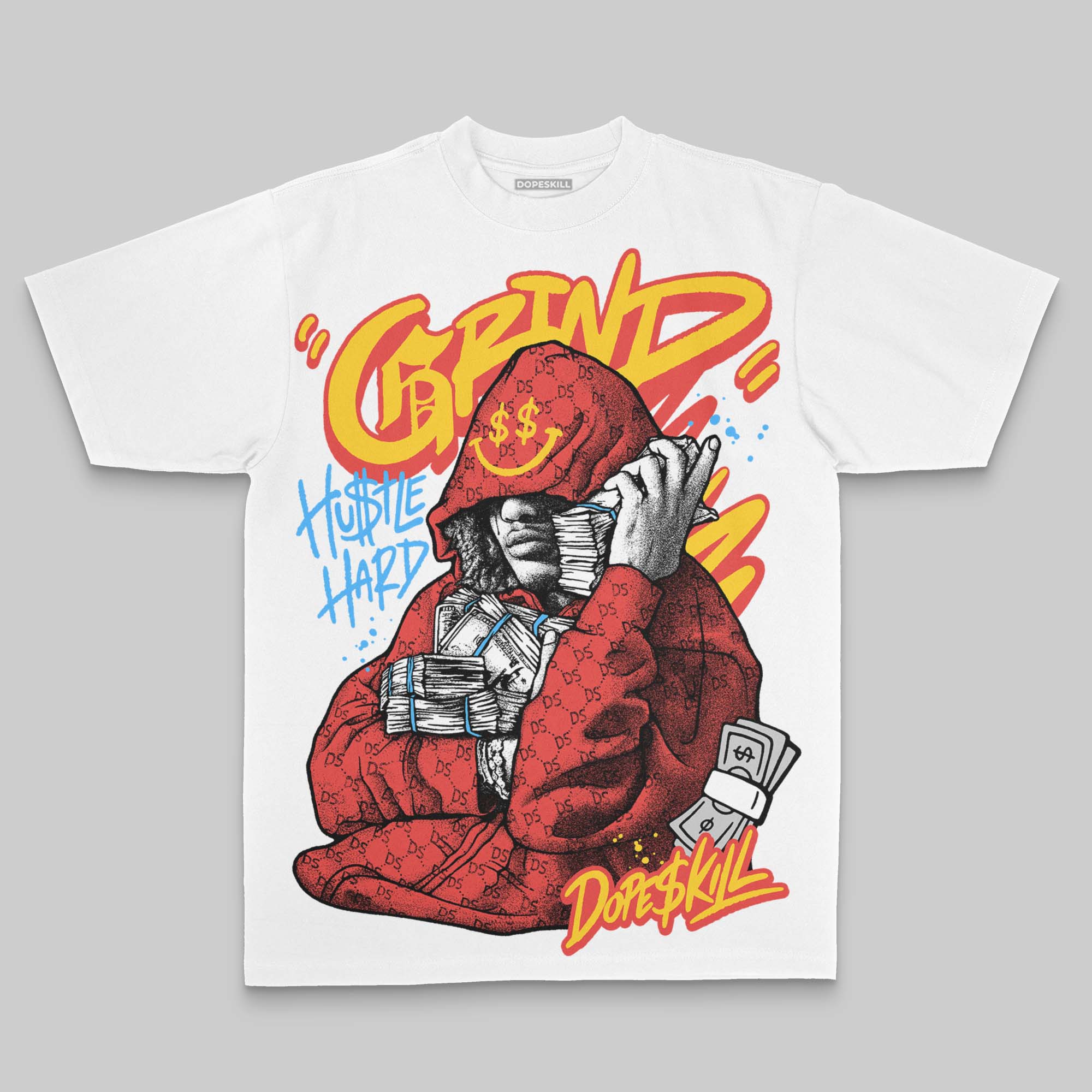 Red Oversize Print 'Grind Pray' DopeSkill Graphic T-shirt - Image 2