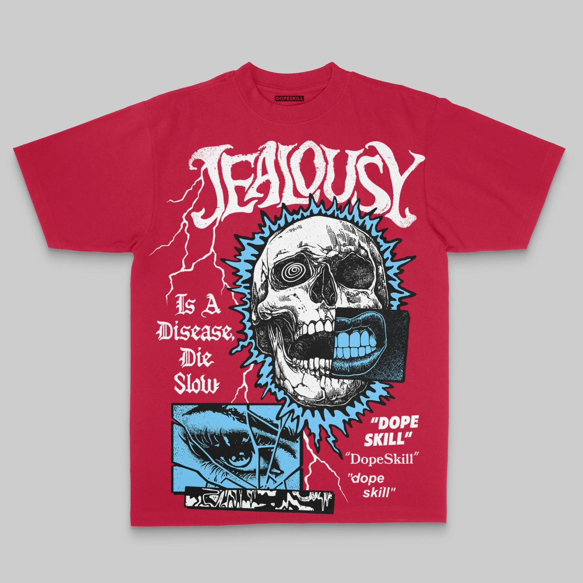 Red Oversize Print Jealousy DopeSkill Graphic T-shirt - Image 3