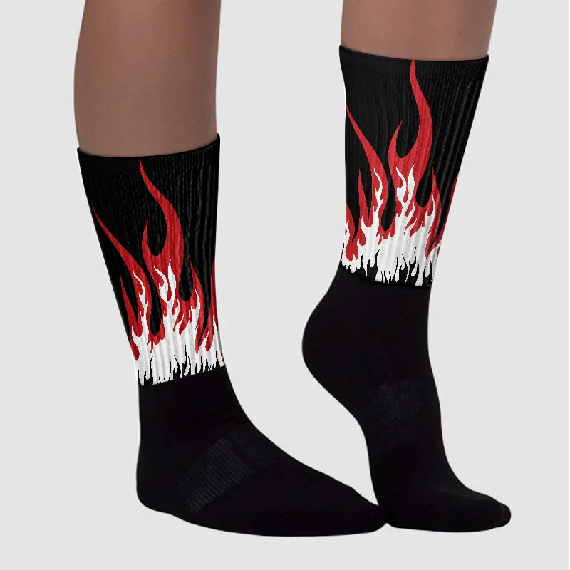 Red Taxi 12s DopeSkill Sublimated Socks FIRE Graphic - Image 3