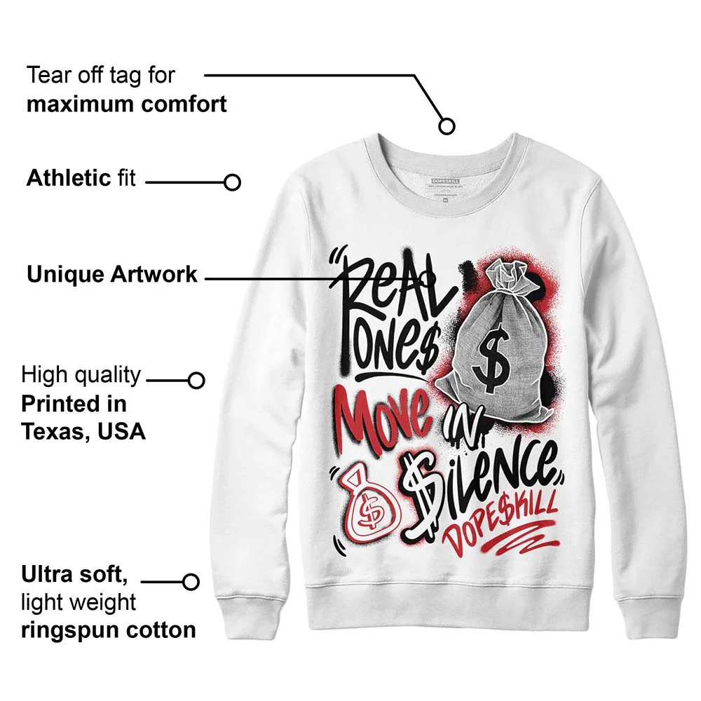 Red Taxi 12s DopeSkill Sweatshirt Real Ones Move In Silence Graphic - Image 3