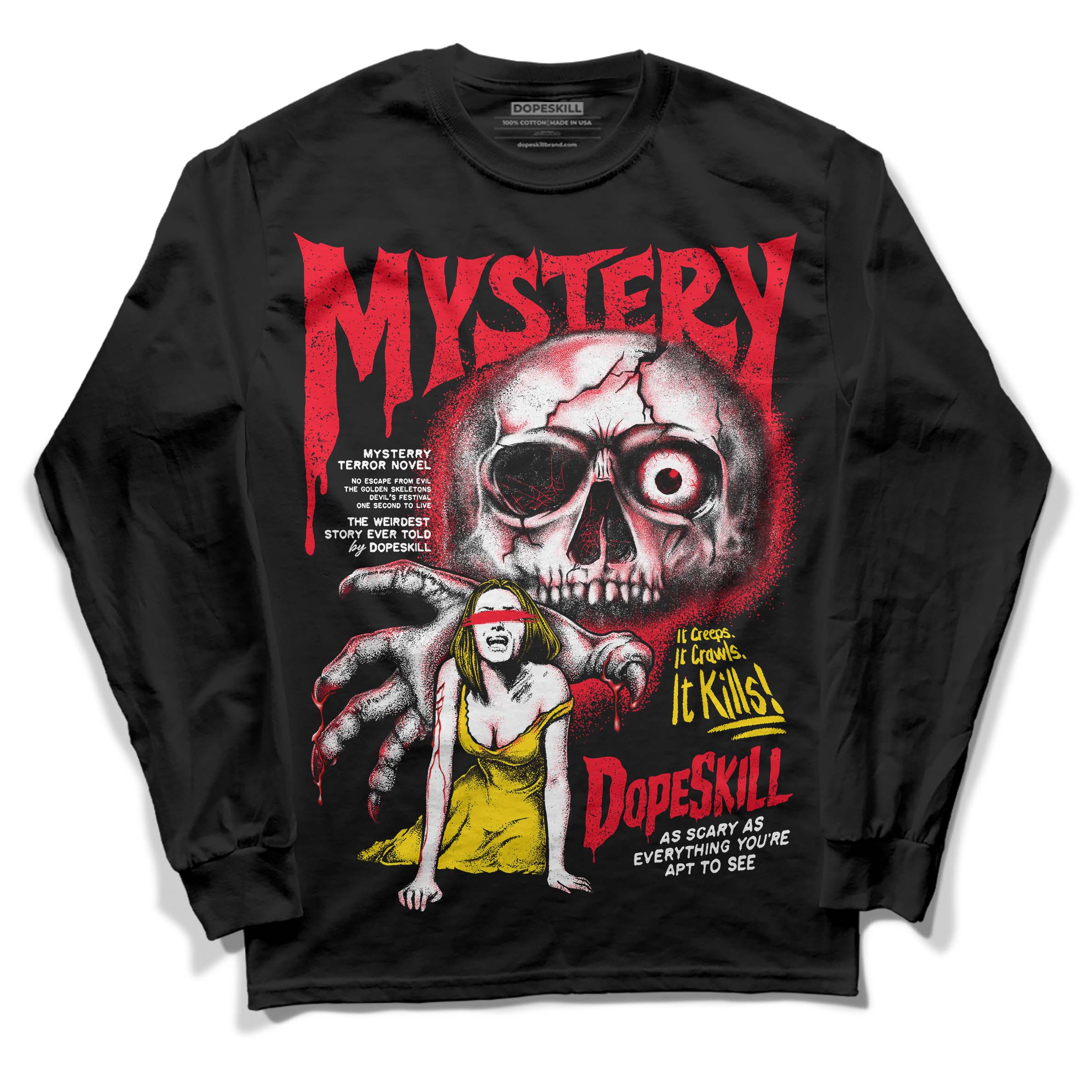 Red Thunder 4s DopeSkill Long Sleeve T-Shirt Mystery Ghostly Grasp Graphic