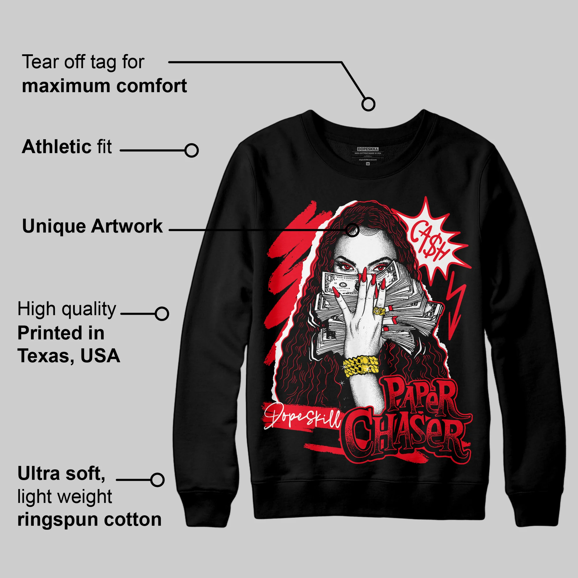Red Thunder 4s DopeSkill Sweatshirt NPC Graphic - Image 3