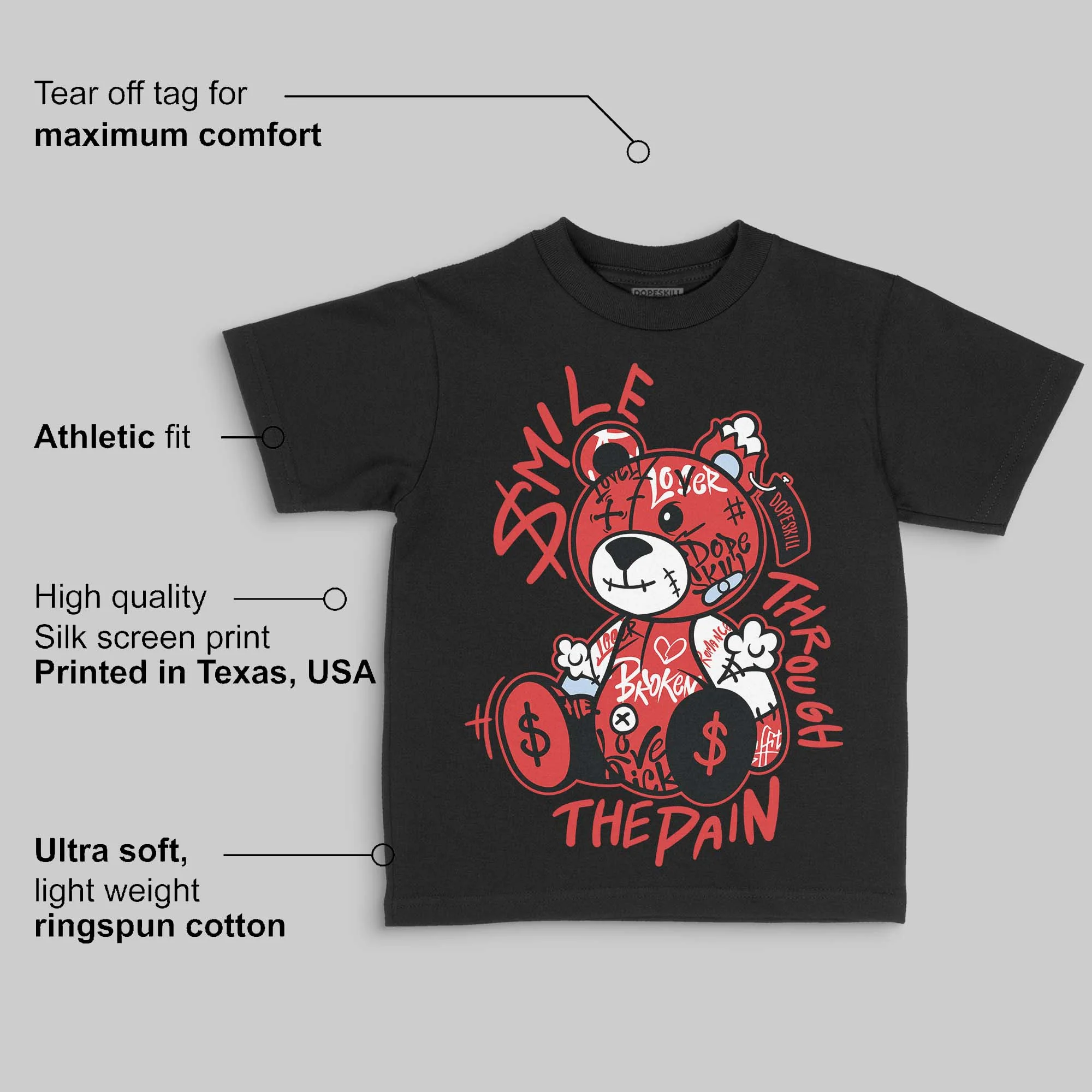 Reverse Infrared 6s DopeSkill Toddler Kids T-shirt Smile Through The Pain Graphic - Image 3