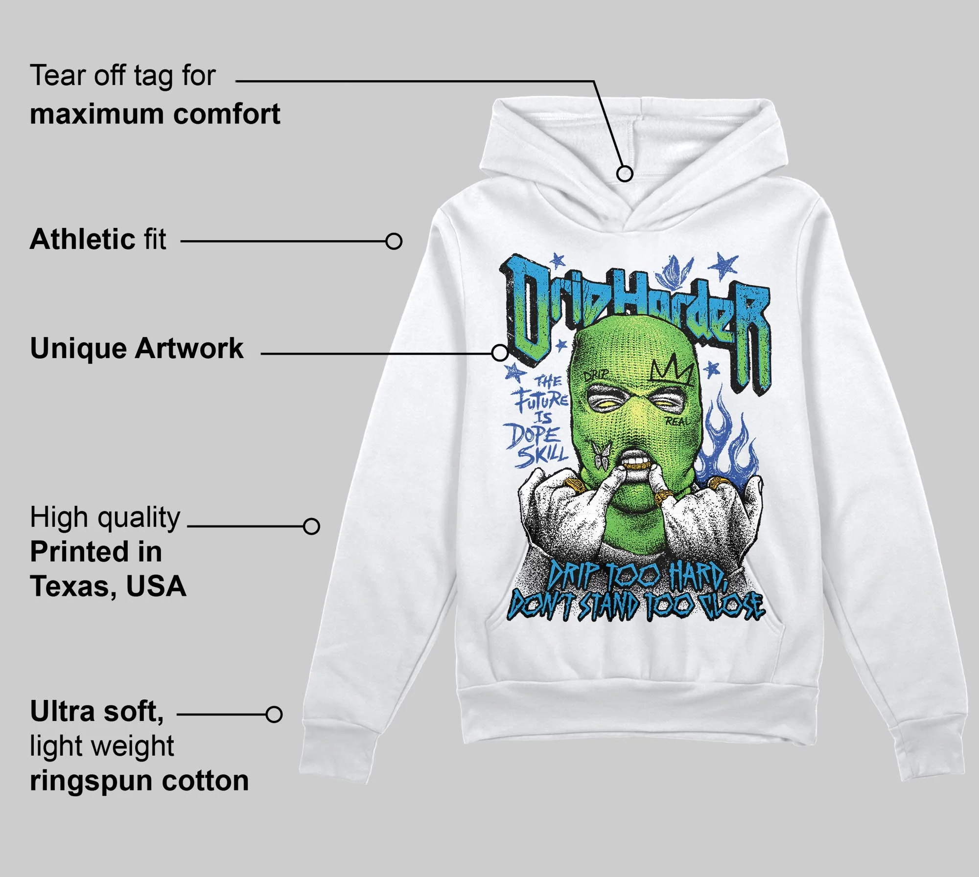 Royal Blue Collection DopeSkill Hoodie Sweatshirt Drip Harder Graphic - Image 3