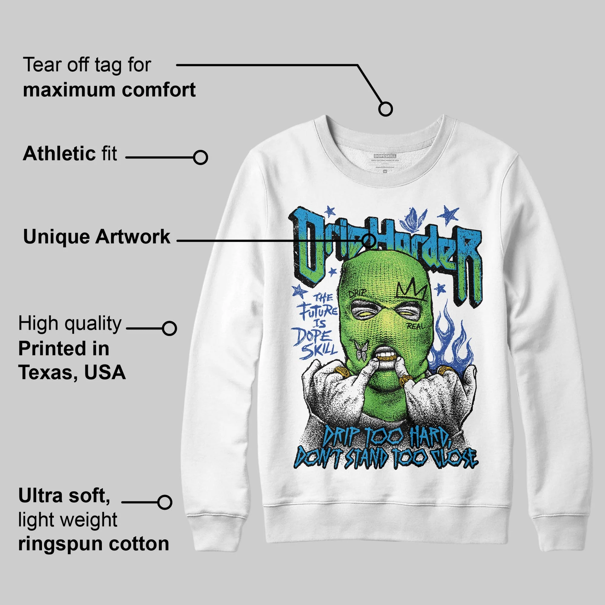 Royal Blue Collection DopeSkill Sweatshirt Drip Harder Graphic - Image 3