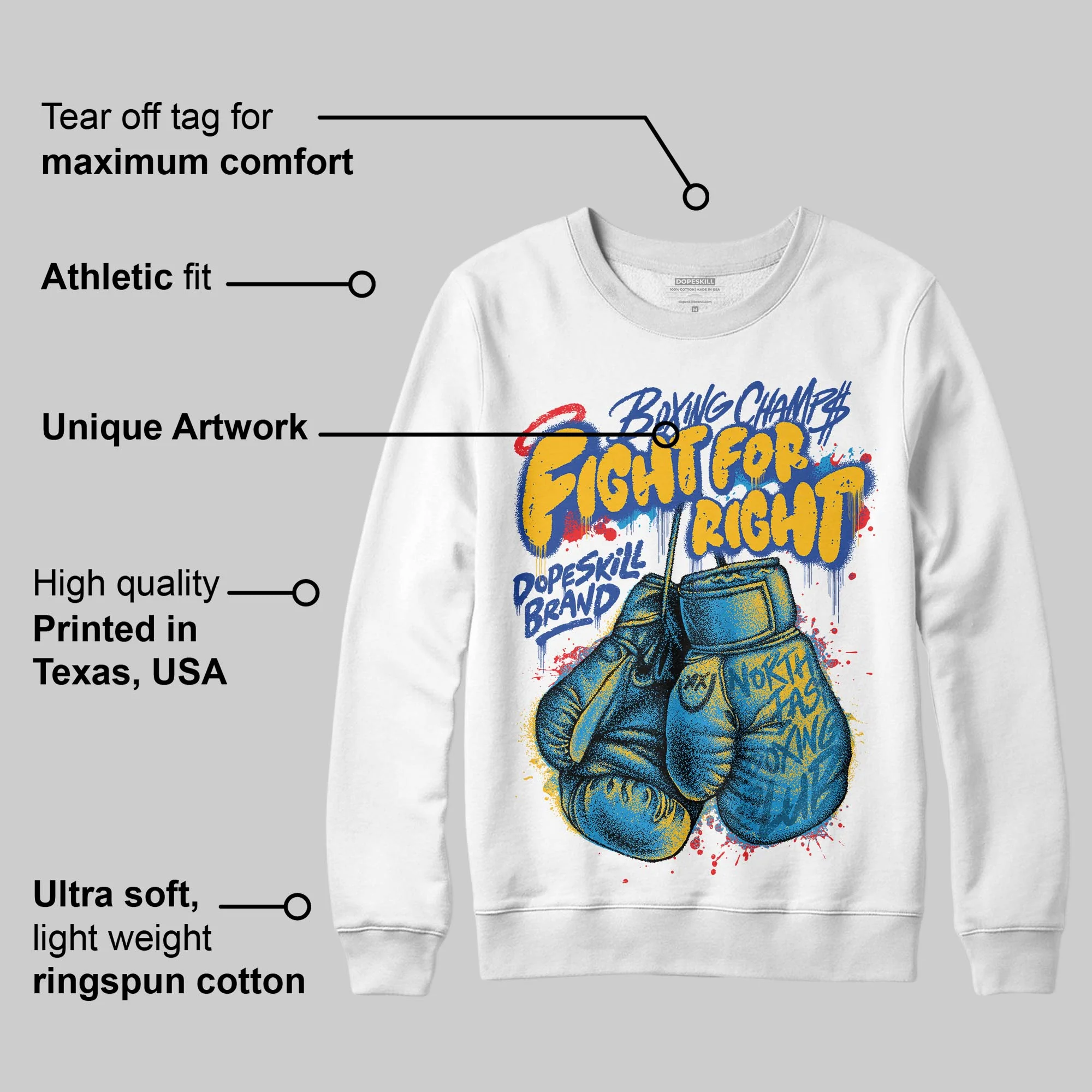 Royal Blue Collection DopeSkill Sweatshirt Fight For Right Graphic - Image 3