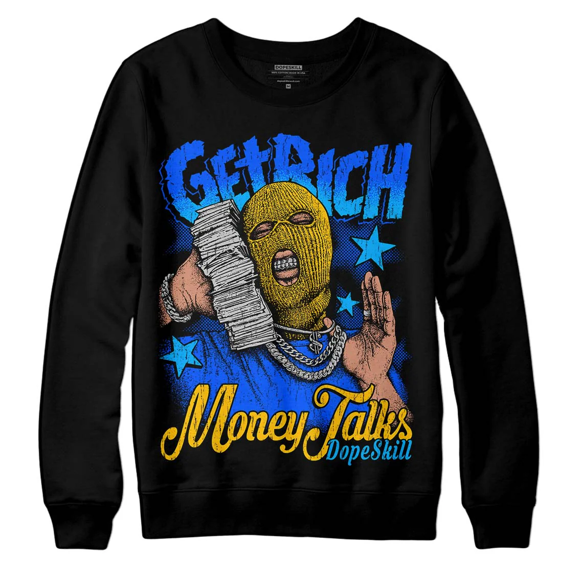 Royal Blue Collection DopeSkill Sweatshirt Get Rich Graphic - Image 2