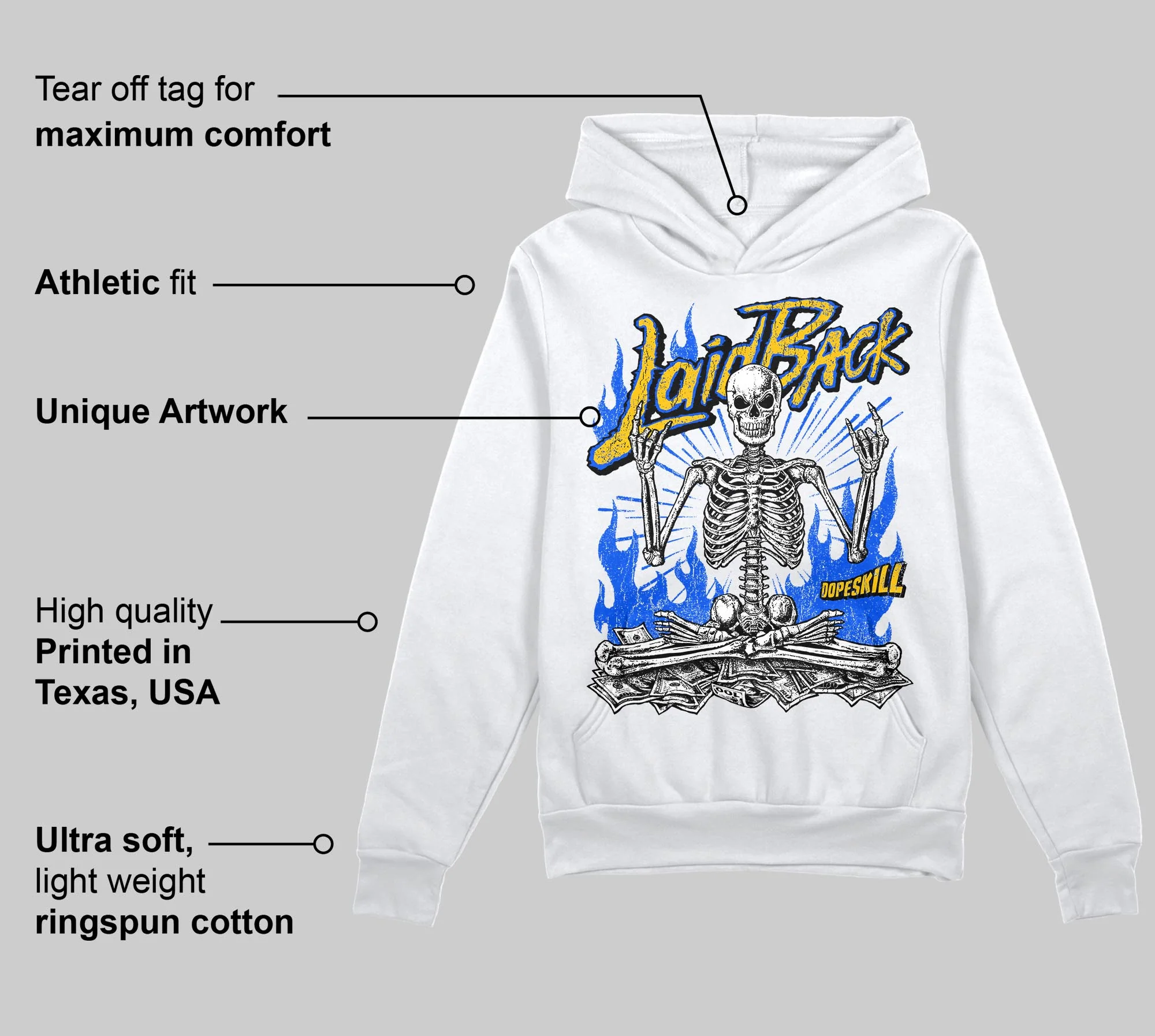 Royal Blue 'Laid Back' DopeSkill Graphic Hoodie - Image 3